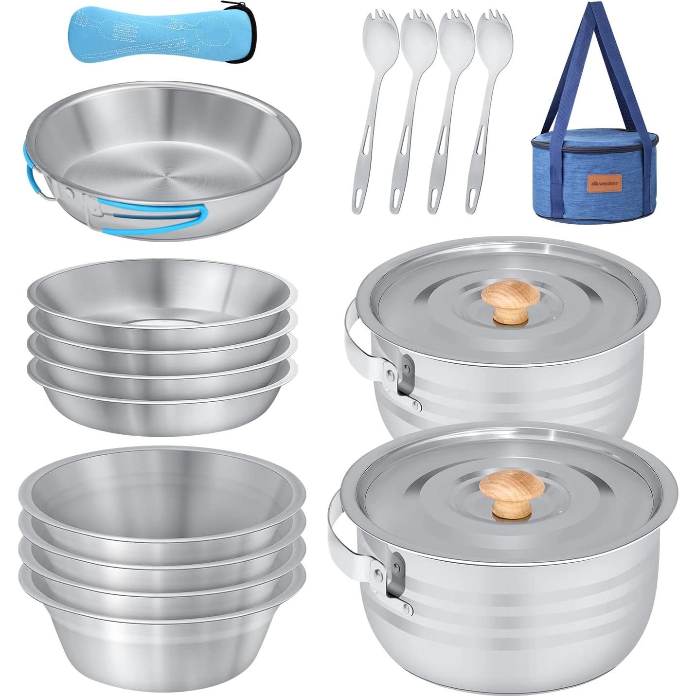 Juego de Utensilios y Vajilla para Camping Wealers - 17 Piezas
