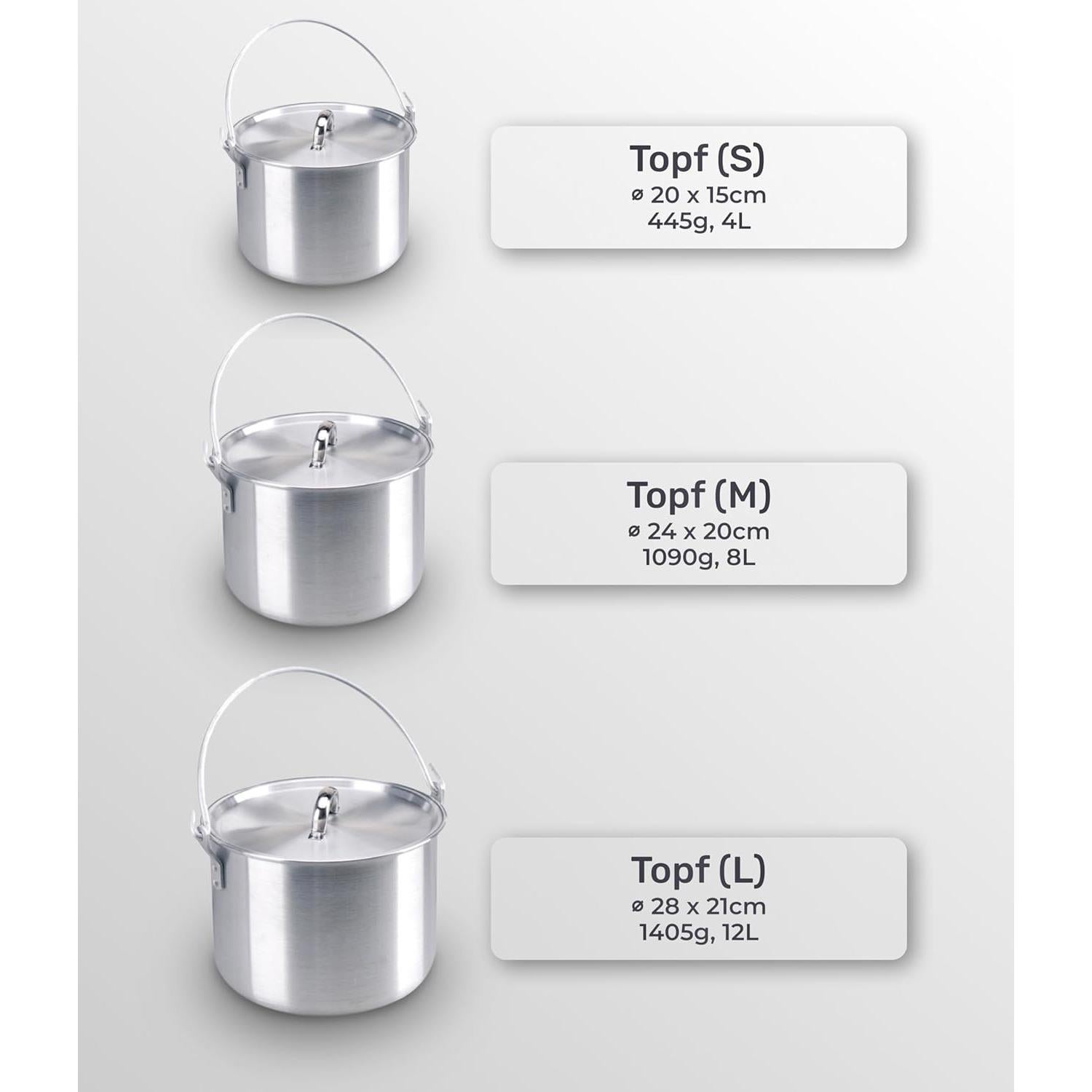 Juego de Ollas de Cocina AceCamp Aluminio 4L 8L 12L Plegables