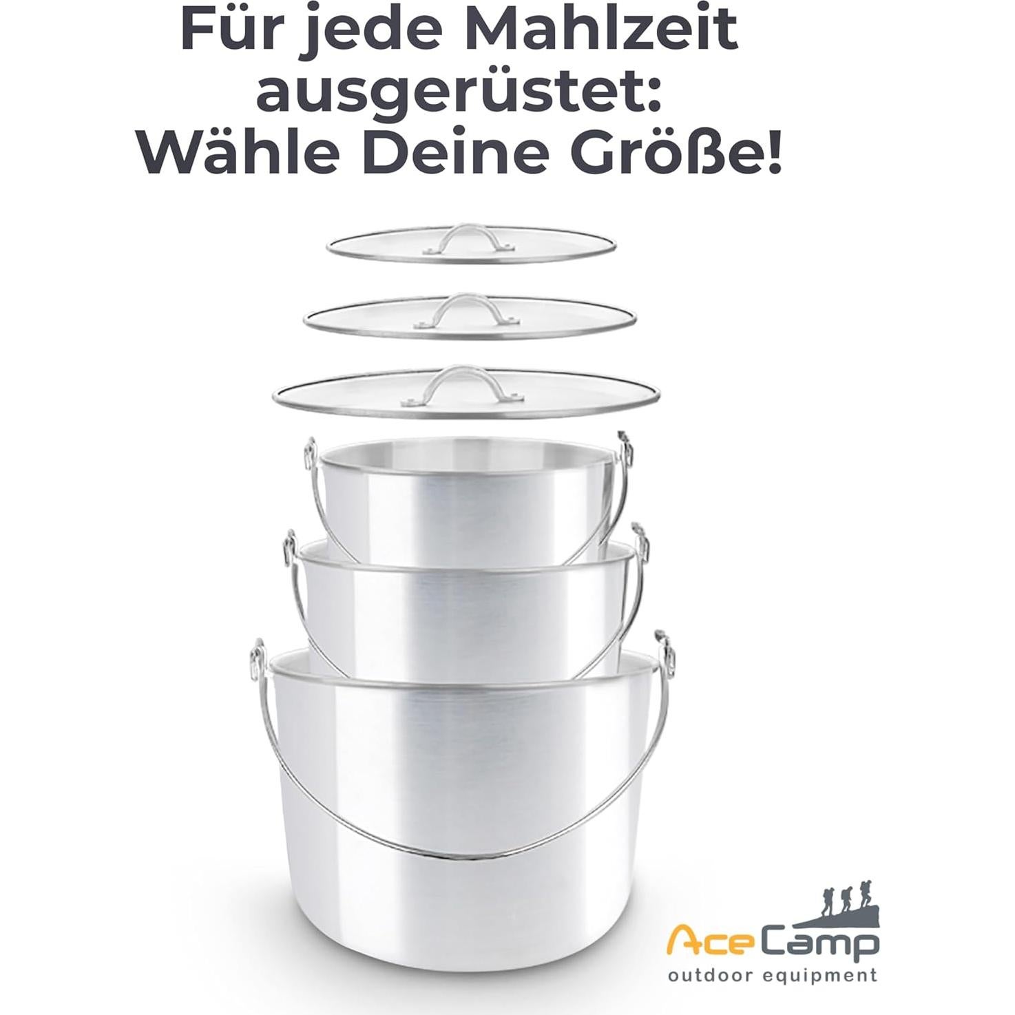 Juego de Ollas de Cocina AceCamp Aluminio 4L 8L 12L Plegables