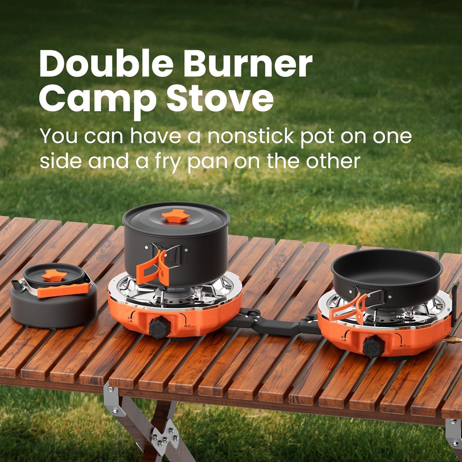 Estufa de Camping Plegable COFIYARD 2 Quemadores Gas Propano