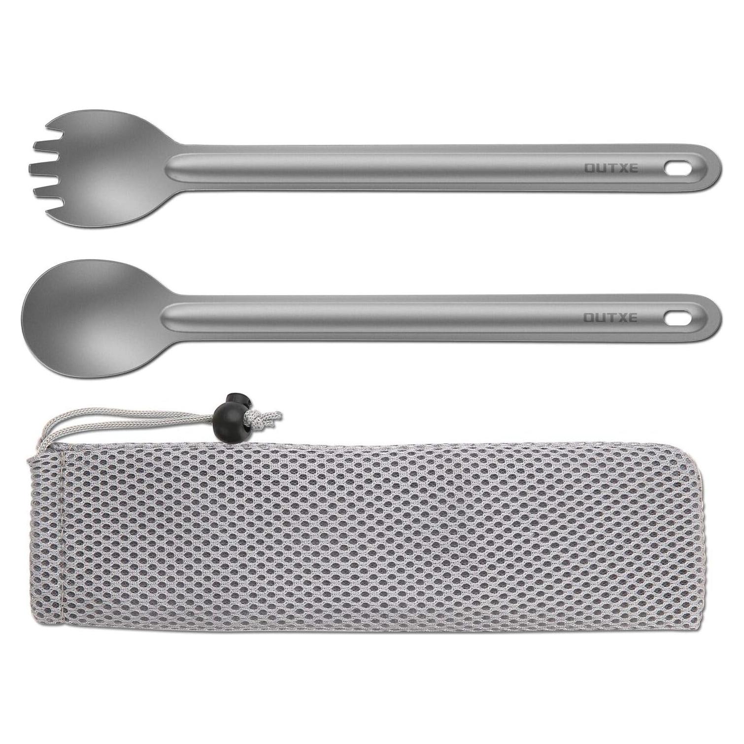 Set de Camping OUTXE: Cuchara y Spork de Titanio 22 cm