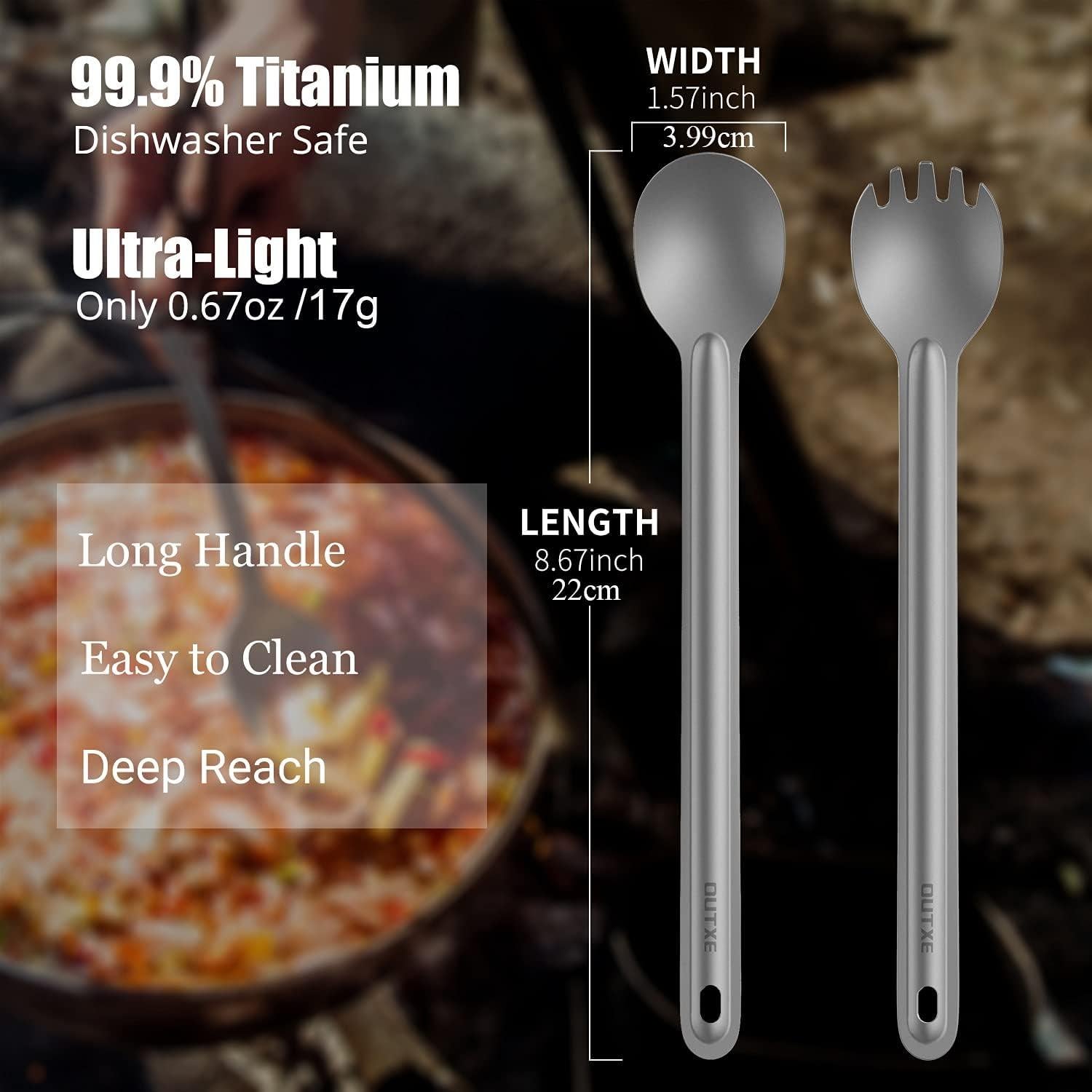 Set de Camping OUTXE: Cuchara y Spork de Titanio 22 cm