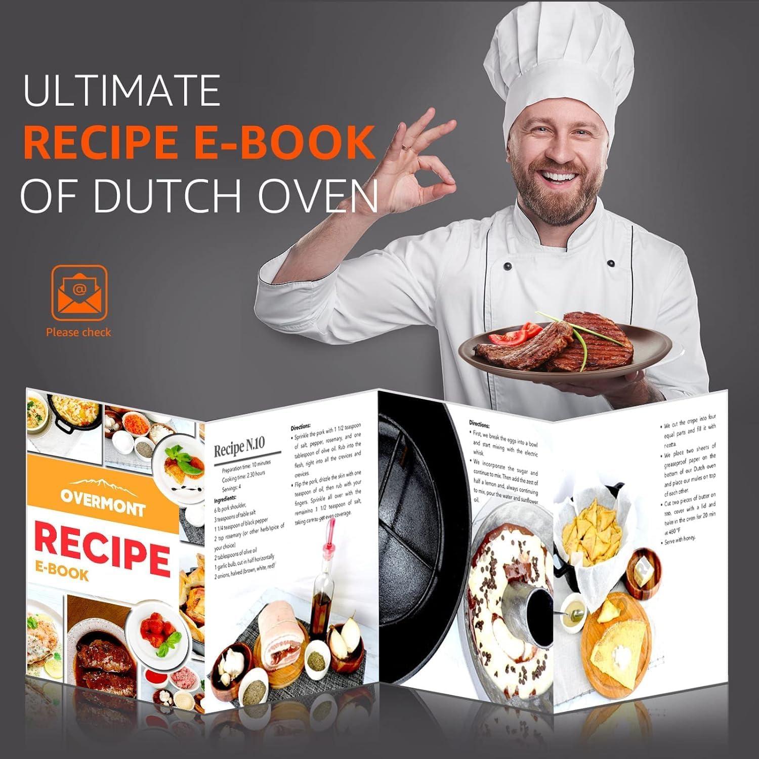 2 in 1 Pre Seasoned Dutch Oven with Skillet Lid for Induction, Electric, Grill, Stovetop, BBQ, Camping (5 Quart)