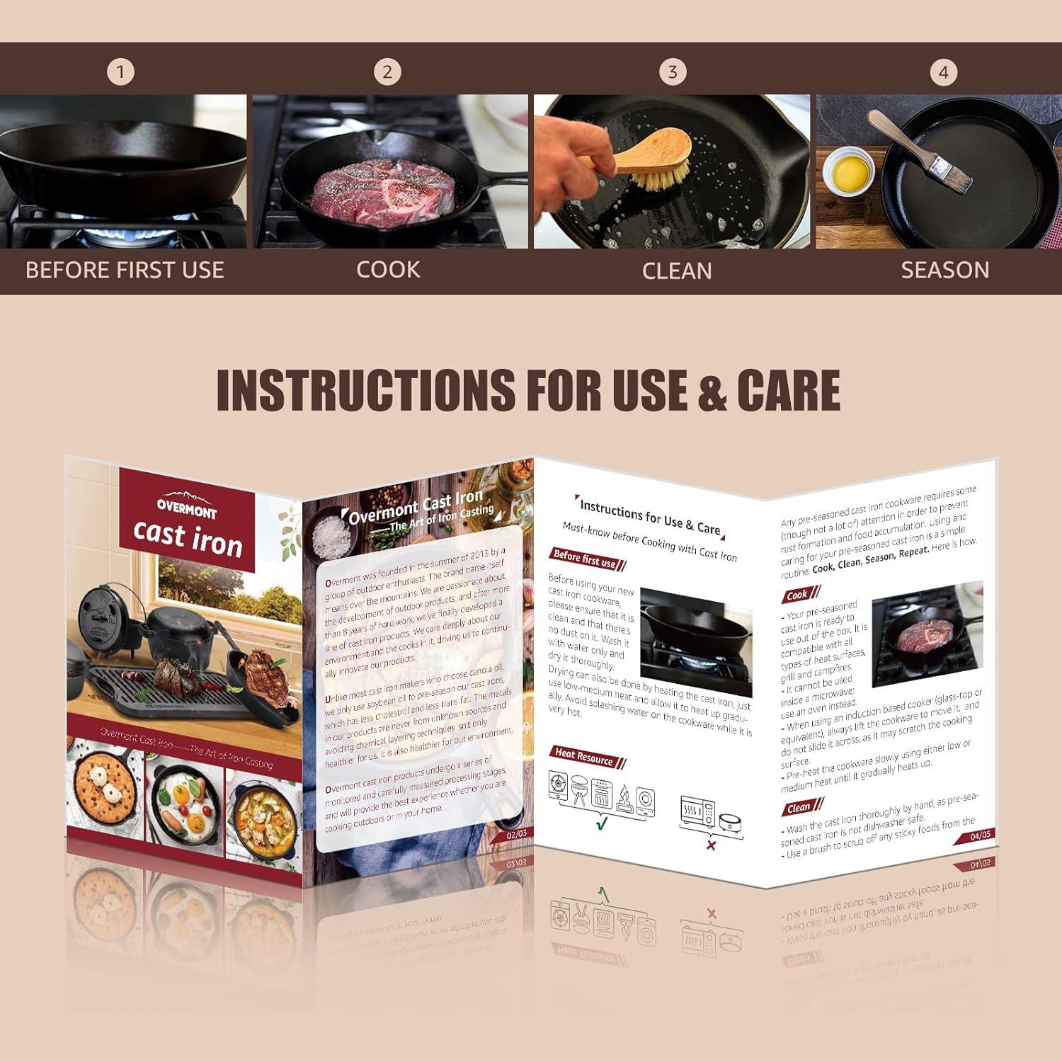 2 in 1 Pre Seasoned Dutch Oven with Skillet Lid for Induction, Electric, Grill, Stovetop, BBQ, Camping (5 Quart)