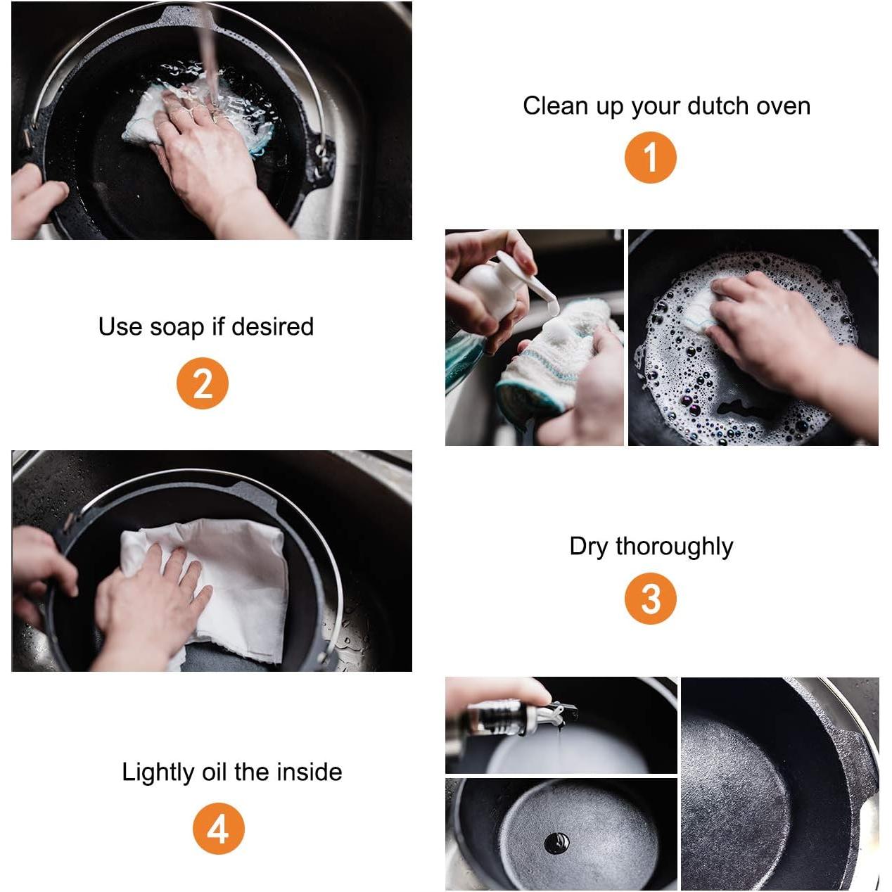 Camp Dutch Oven Pre Seasoned Cast Iron Lid Also a Skillet Casserole Pot with Lid Lifter for Camping Cooking BBQ Baking 9QT(Pot+Lid)