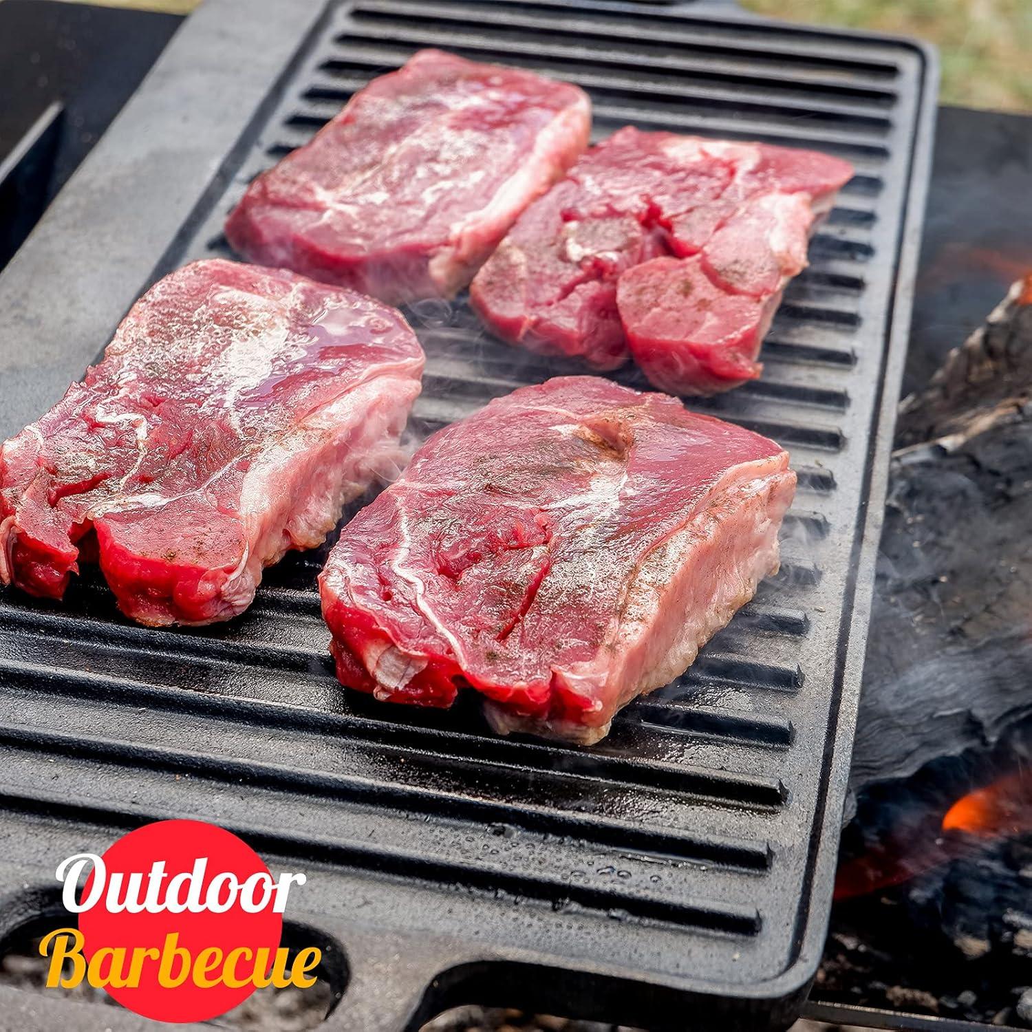 Sartén Grill Reversible Overmont de Hierro Fundido 43x25cm