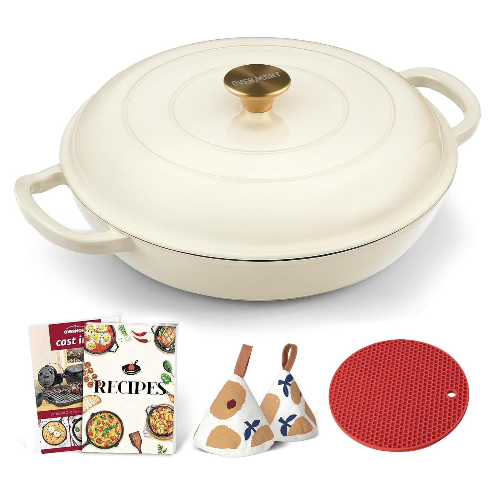 Olla de Hierro Fundido Esmaltada Overmont 3.6L con Tapa