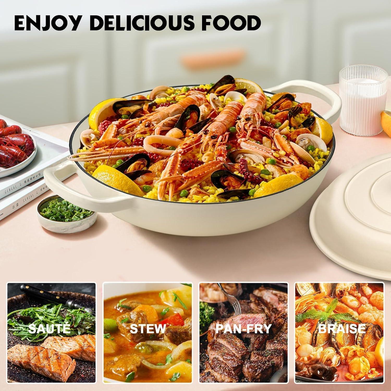 Olla de Hierro Fundido Esmaltada Overmont 3.6L con Tapa