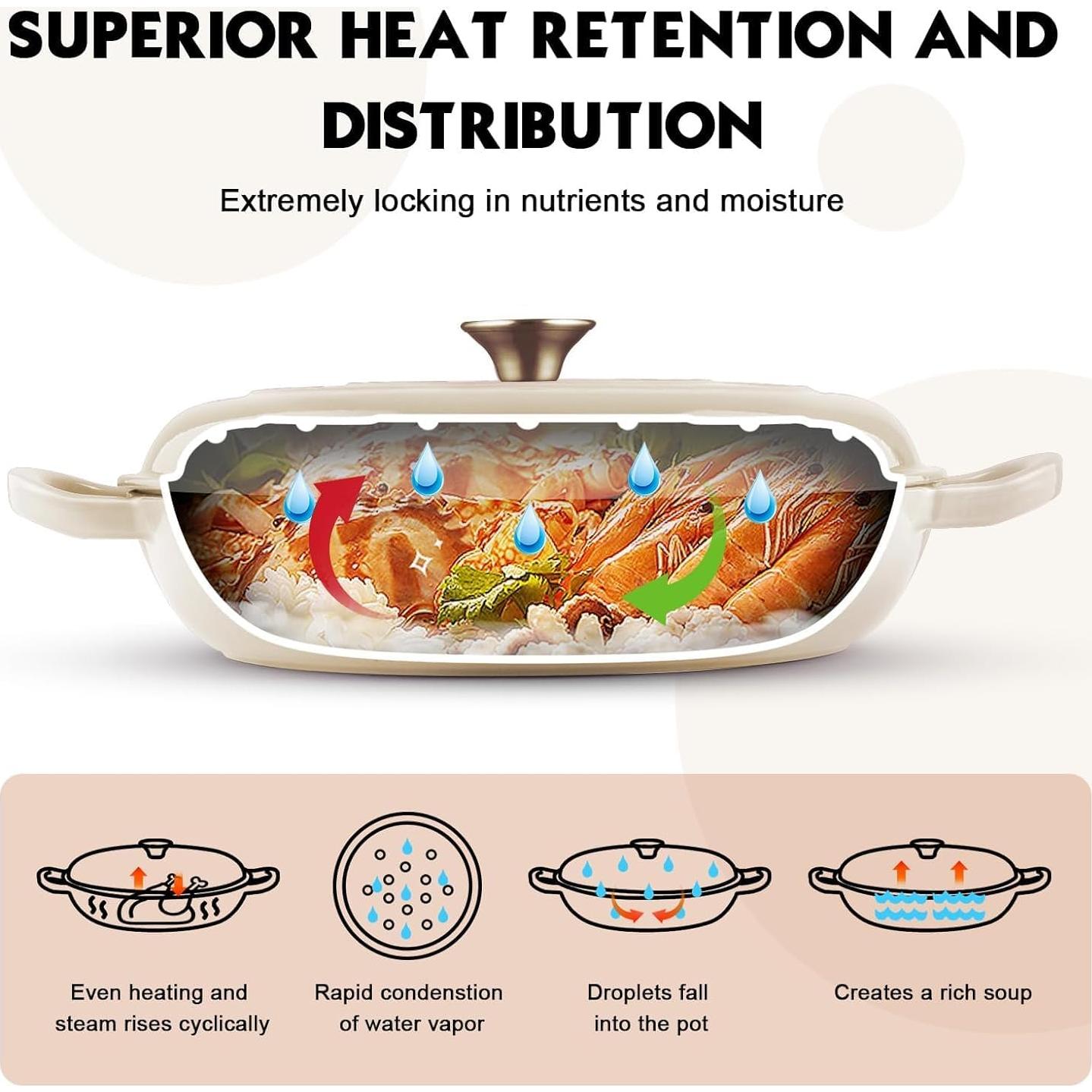 Olla de Hierro Fundido Esmaltada Overmont 3.6L con Tapa