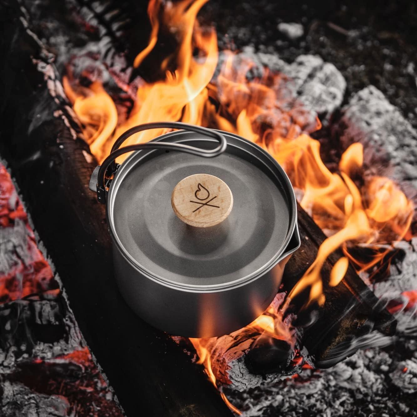 Tetera de Camping Kessel überleben 1.1L Titanio con Bolsa