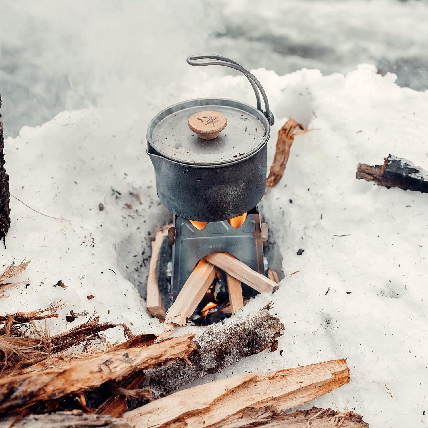 Tetera de Camping Kessel überleben 1.1L Titanio con Bolsa