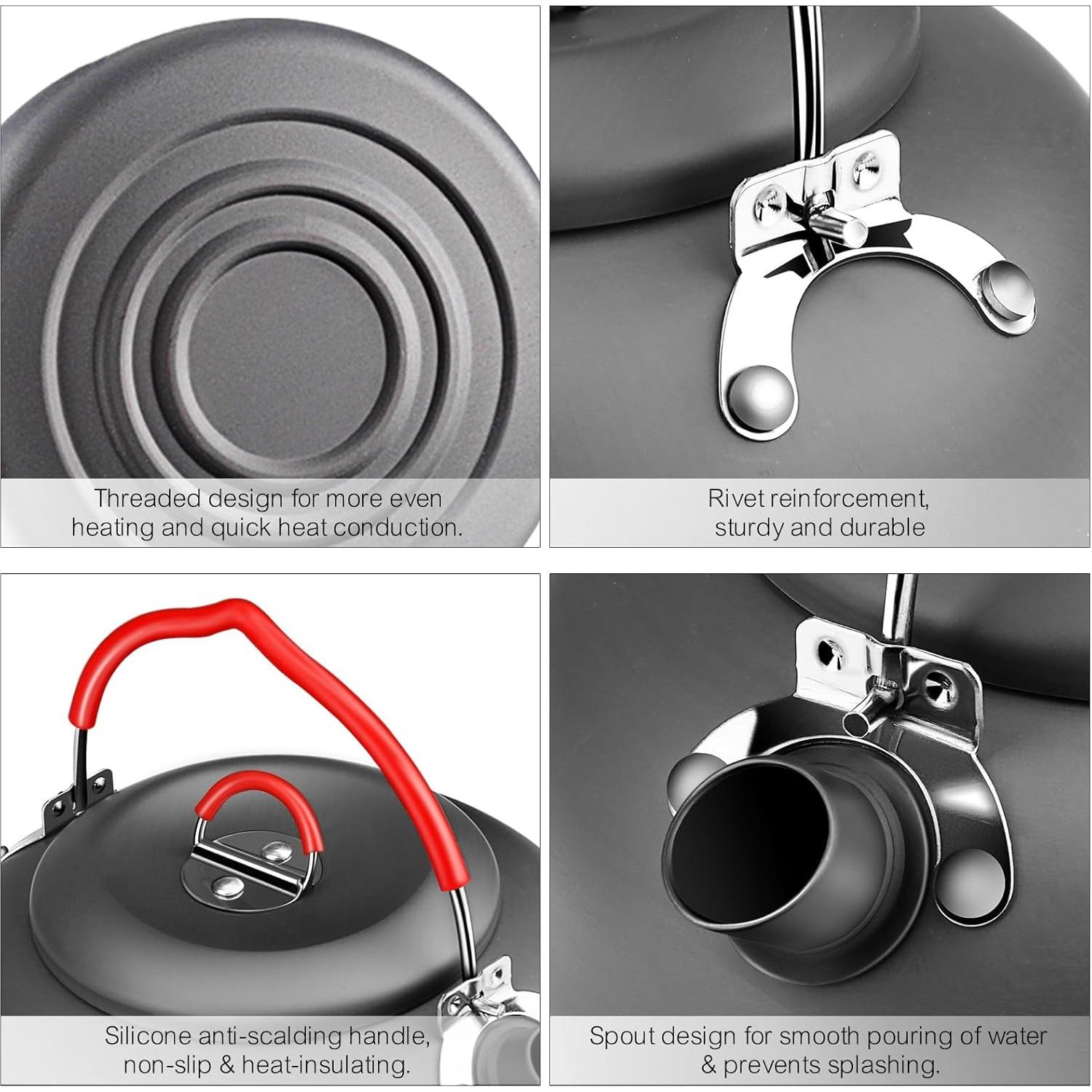 Tetera de Camping Alocs 1.4L de Aluminio Anodizado