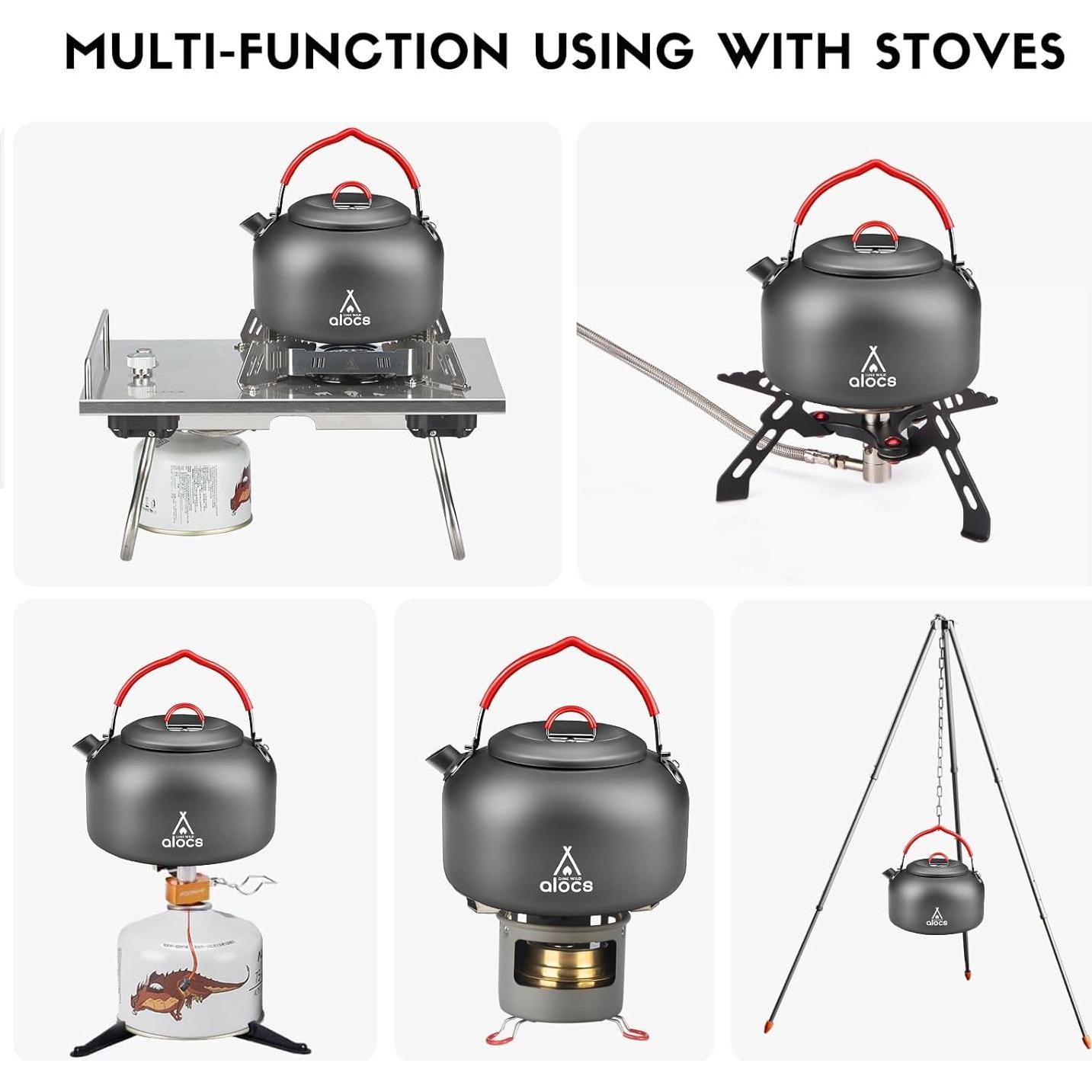 Tetera de Camping Alocs 1.4L de Aluminio Anodizado