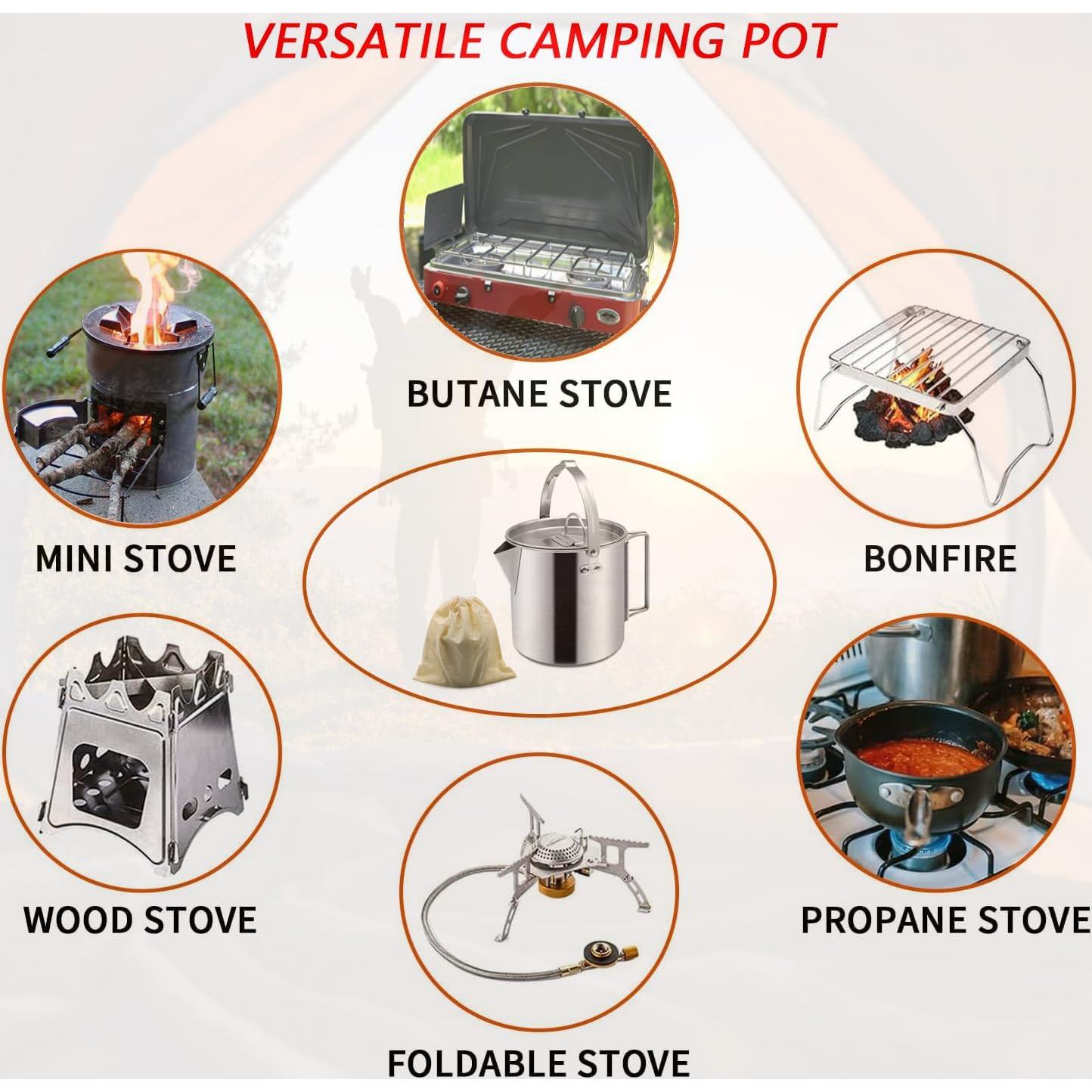 Tetera de Camping Zalaxt 1.2L Acero Inoxidable Plata