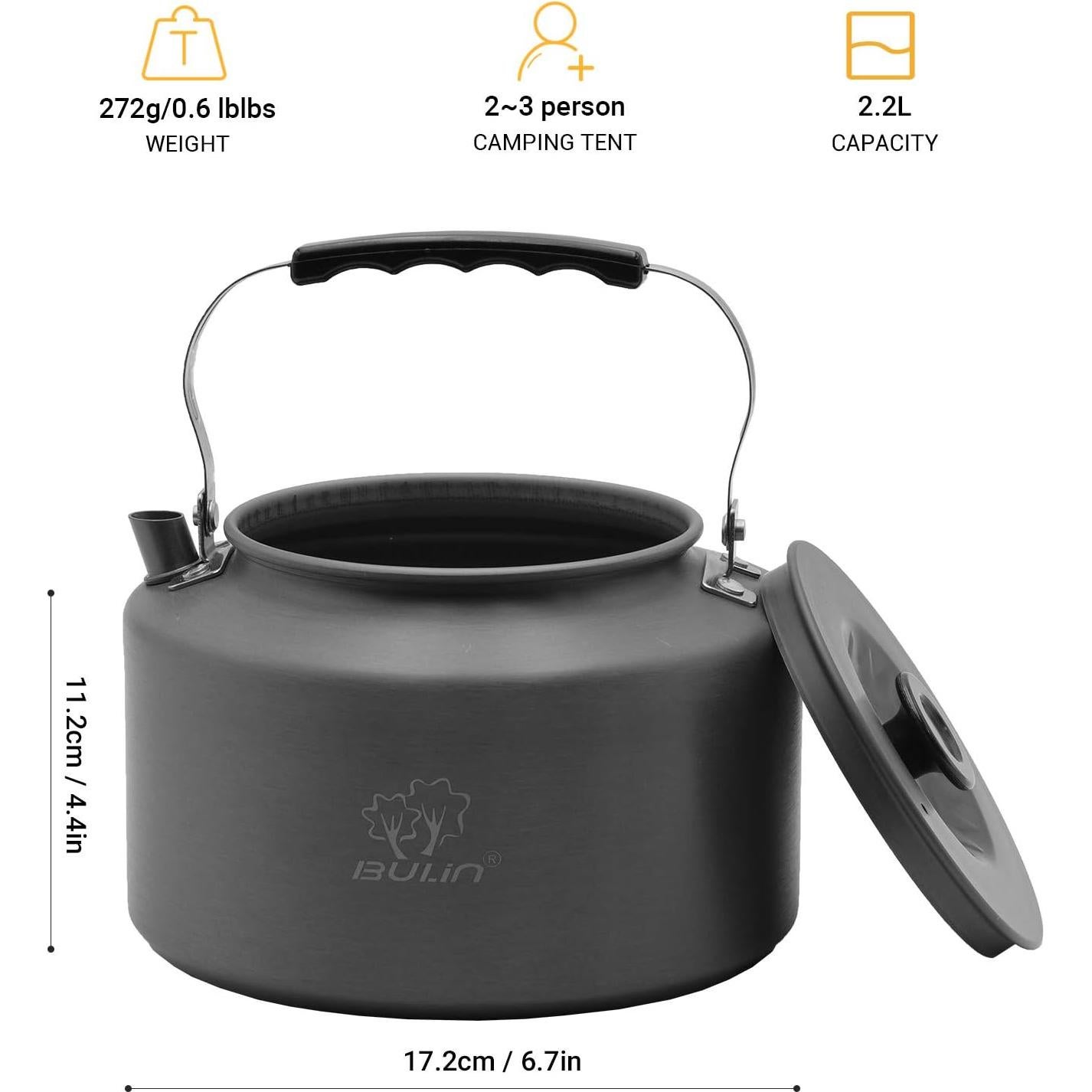 Tetera de Camping Bulin 2.2L Aluminio Anodizado Portátil