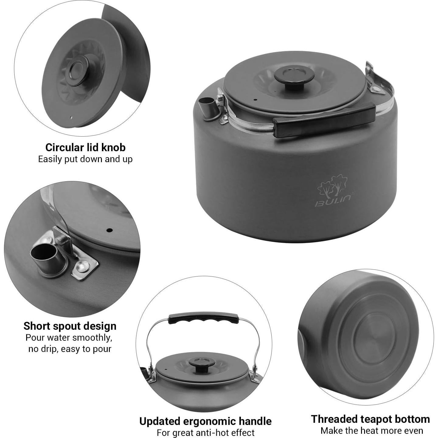 Tetera de Camping Bulin 2.2L Aluminio Anodizado Portátil