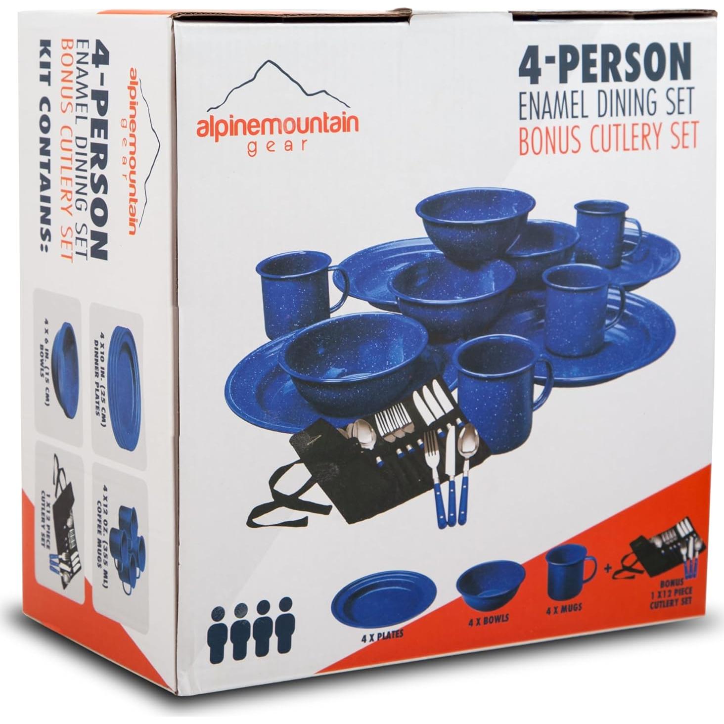 Juego de Comedor de Esmalte para 4 Personas Alpine Mountain Gear