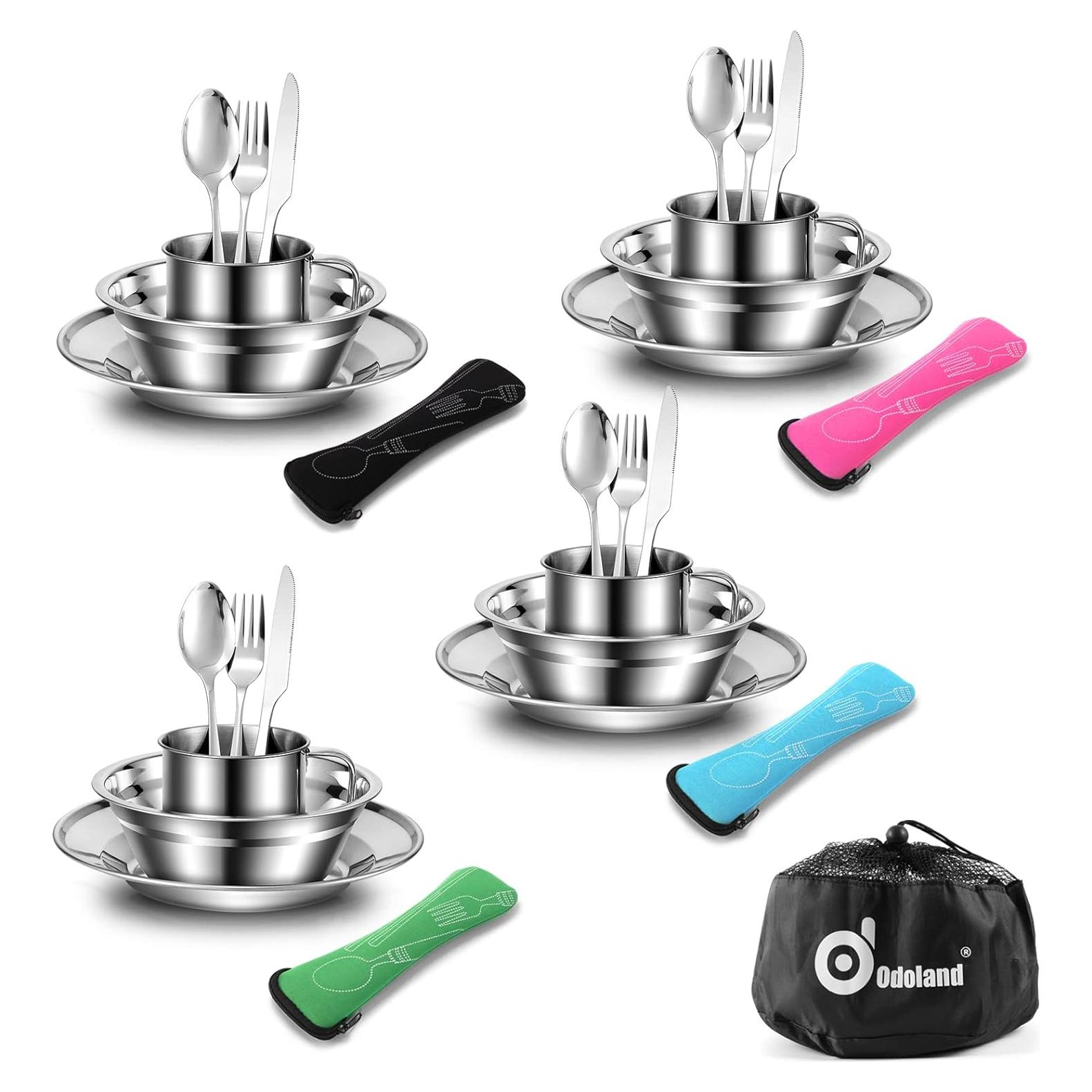 Kit de Utensilios de Camping Odoland 29 Piezas Acero Inoxidable