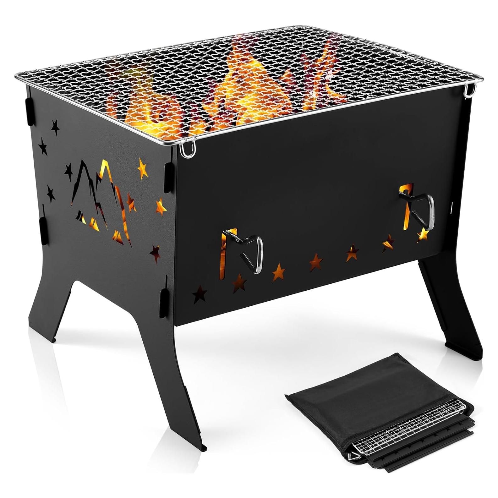 Parrilla de Camping Odoland Plegable Carbón 31x25cm con Bolsa