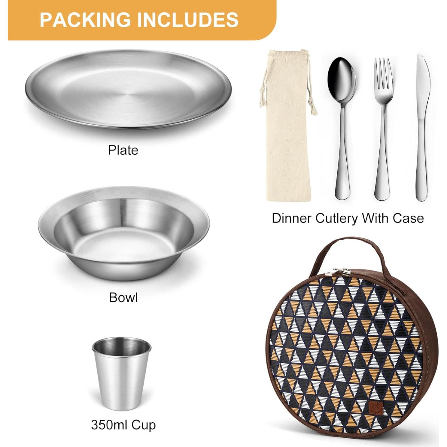 Kit de Utensilios de Camping Odoland - Acero Inoxidable 13 Piezas