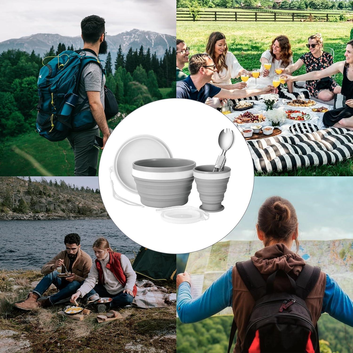 Kit de Comida para Camping Odoland 3 Piezas Plegable 1 Persona