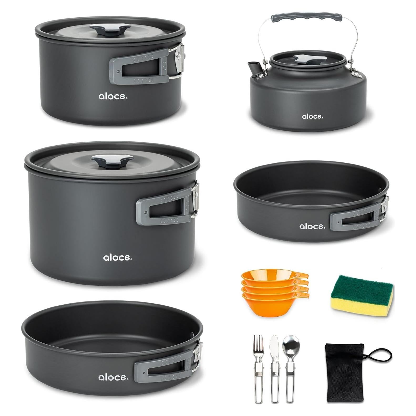 Juego de Utensilios de Camping Alocs 12 Piezas Aluminio