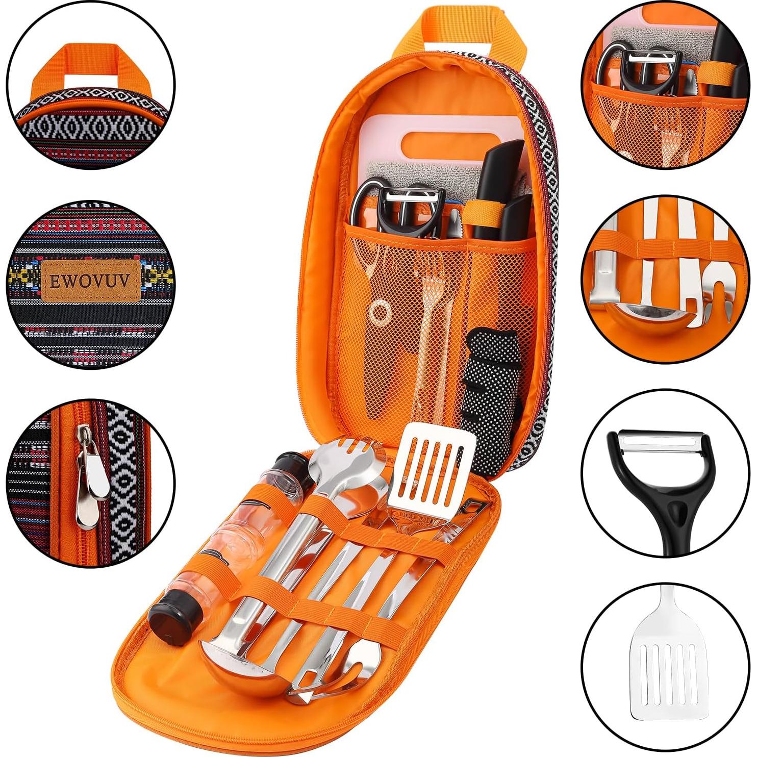 Juego de Utensilios de Cocina para Camping EWOVUV - 18 Piezas