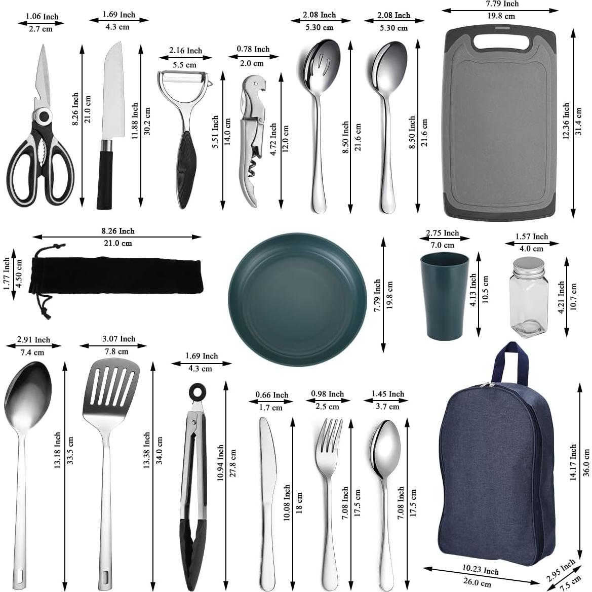 Set de Utensilios de Cocina para Camping HOMQUEN 15 Piezas