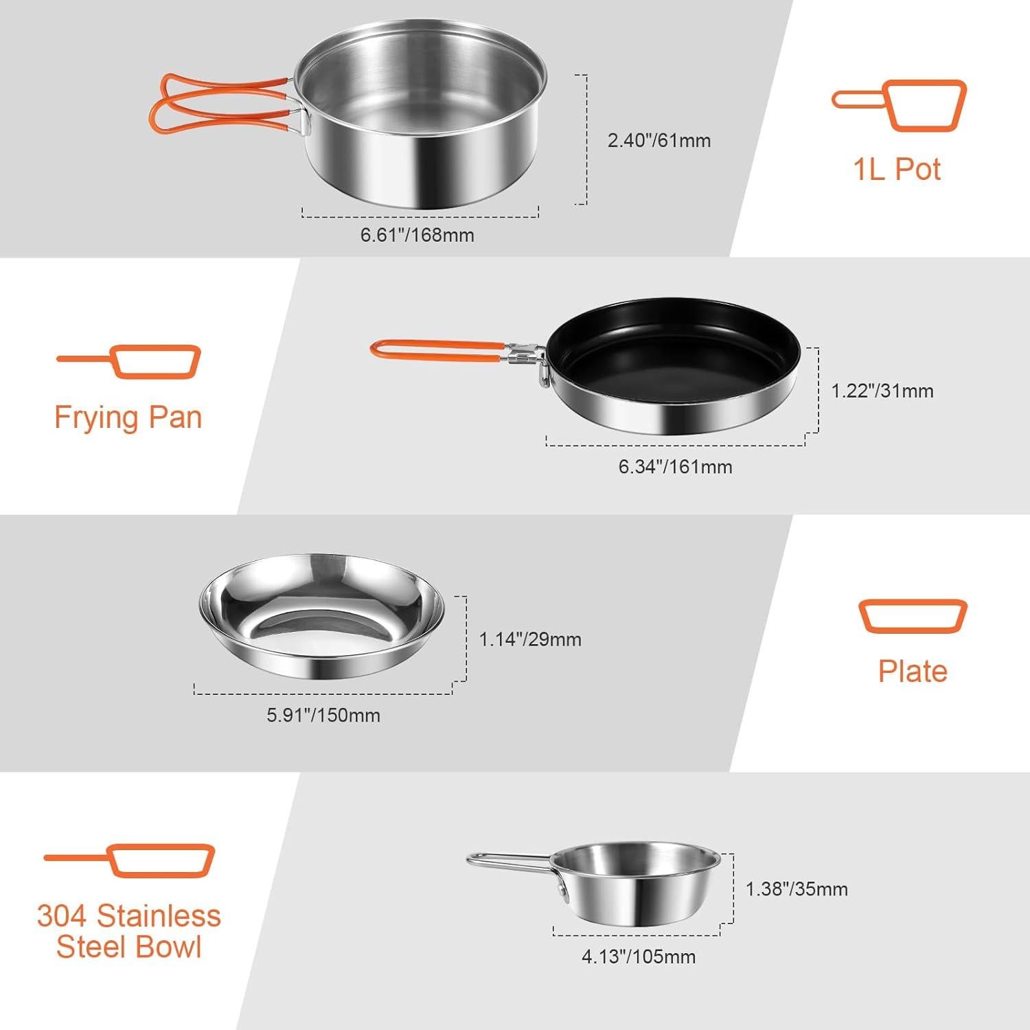 Kit de Utensilios de Cocina para Camping Odoland 10 Piezas