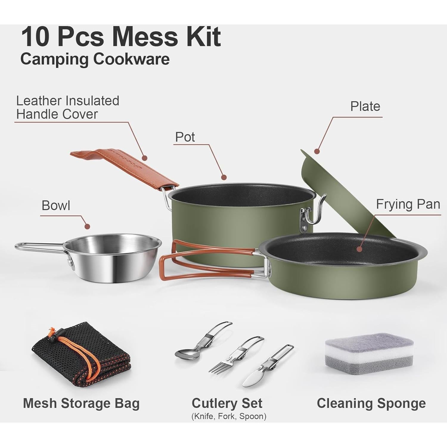 Juego de Utensilios de Camping Odoland - 29 Piezas Acero Inoxidable