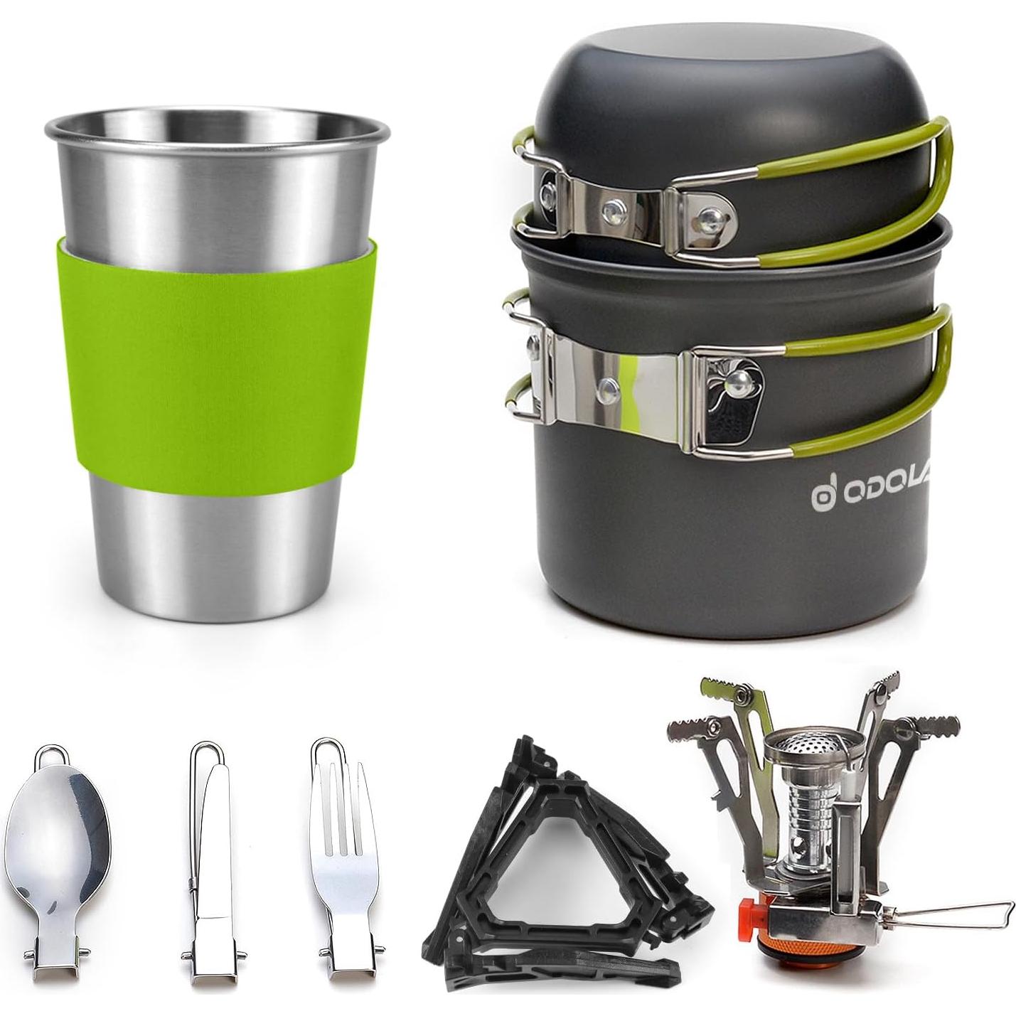 Kit de Cocina para Camping Odoland - Estufa y Utensilios 9 Piezas