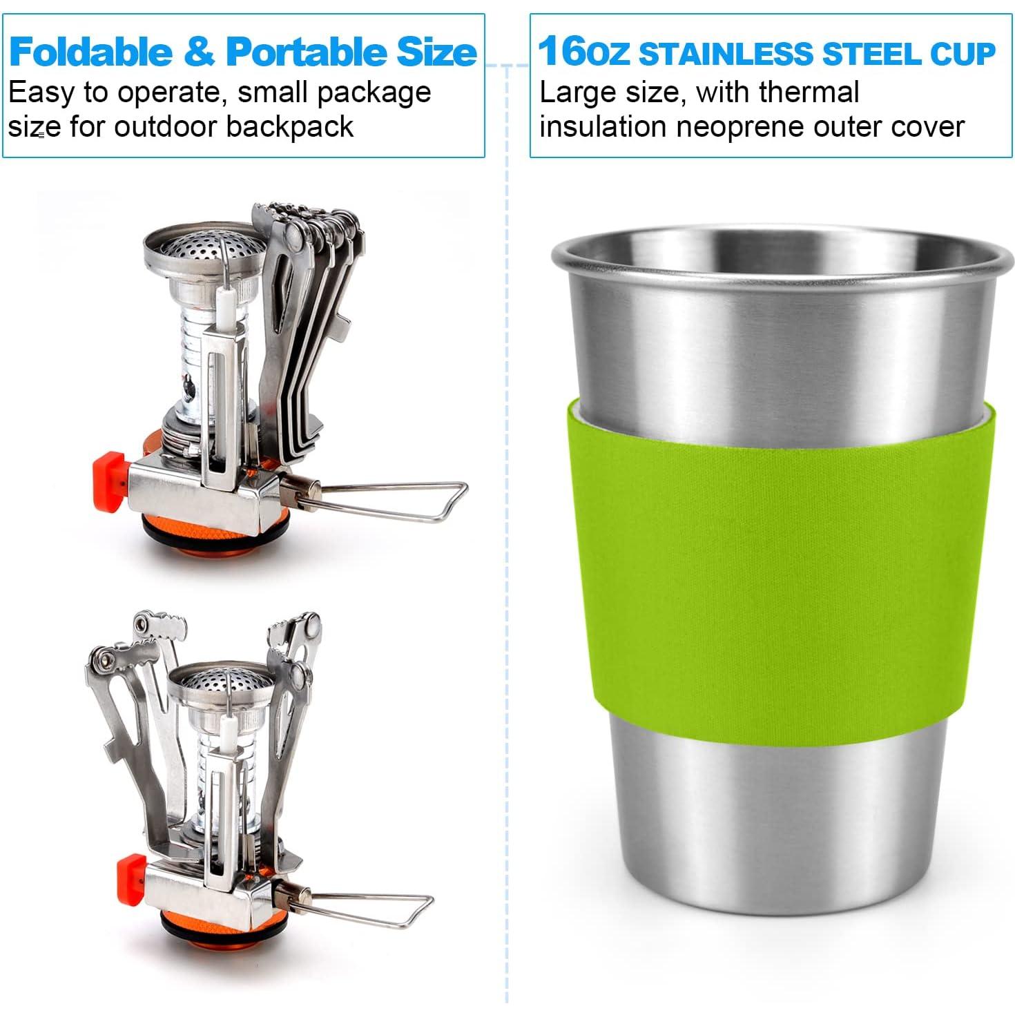 Kit de Cocina para Camping Odoland - Estufa y Utensilios 9 Piezas