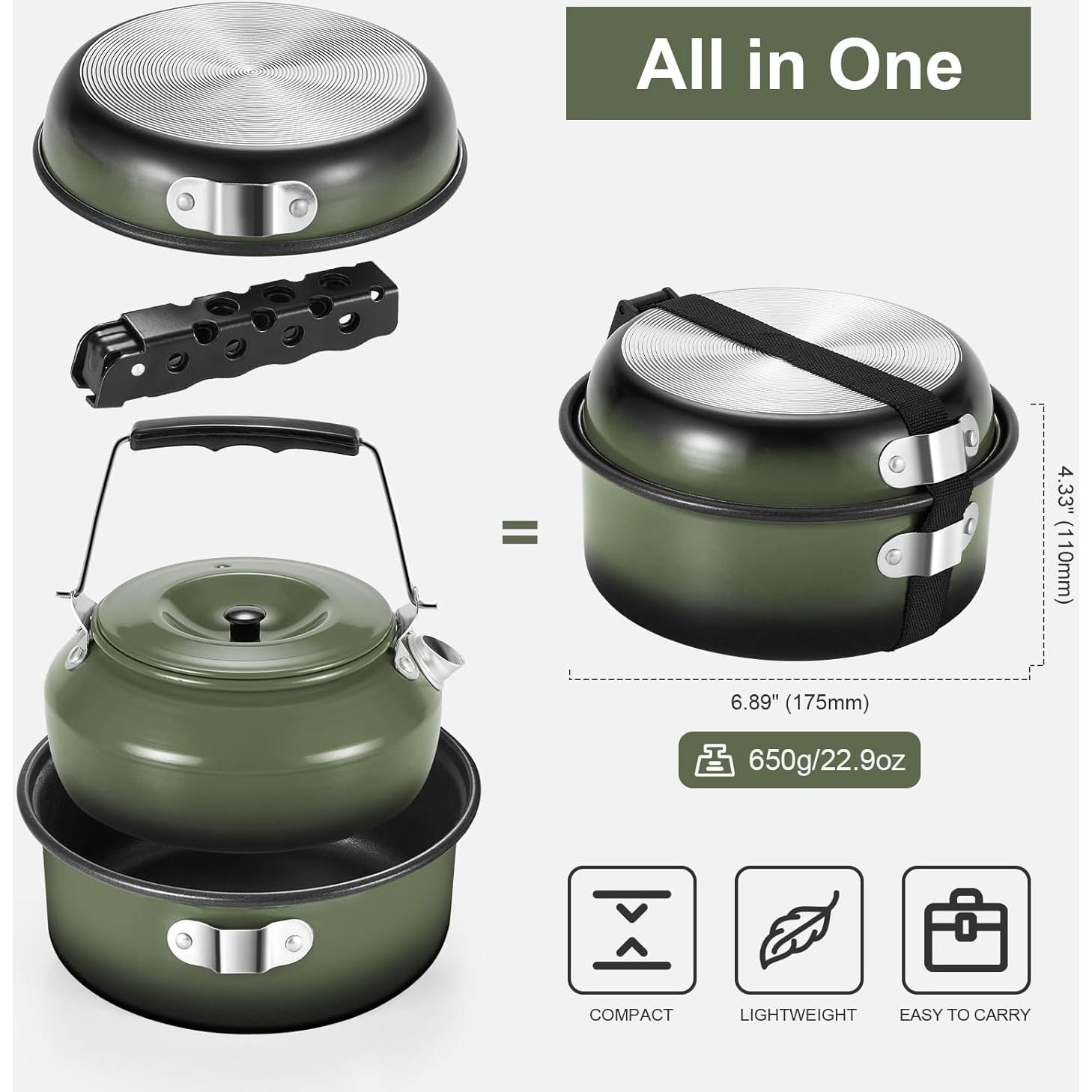 Kit de Cocina para Camping Odoland - Estufa y Utensilios 9 Piezas