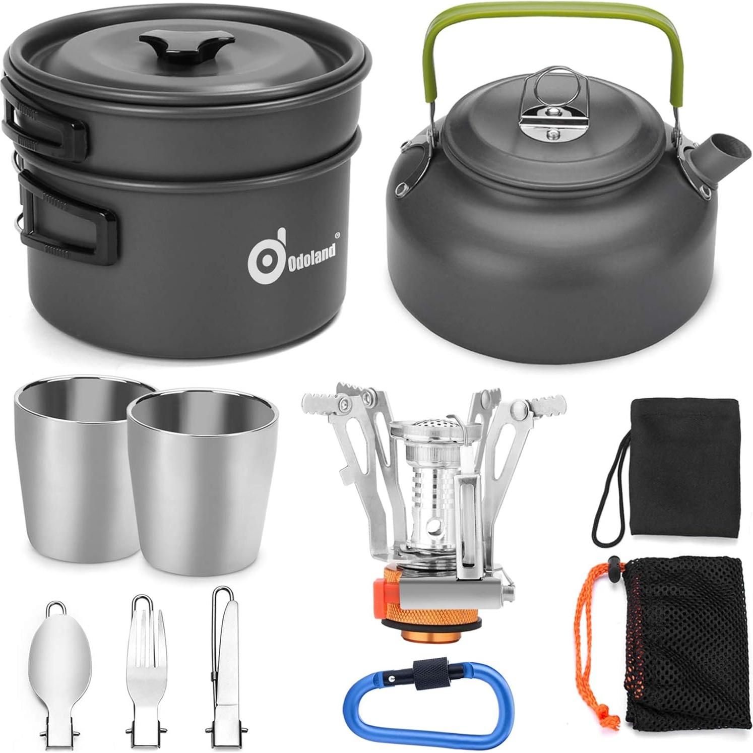 Kit de Cocina para Camping Odoland 12 Piezas con Manta 110x160cm