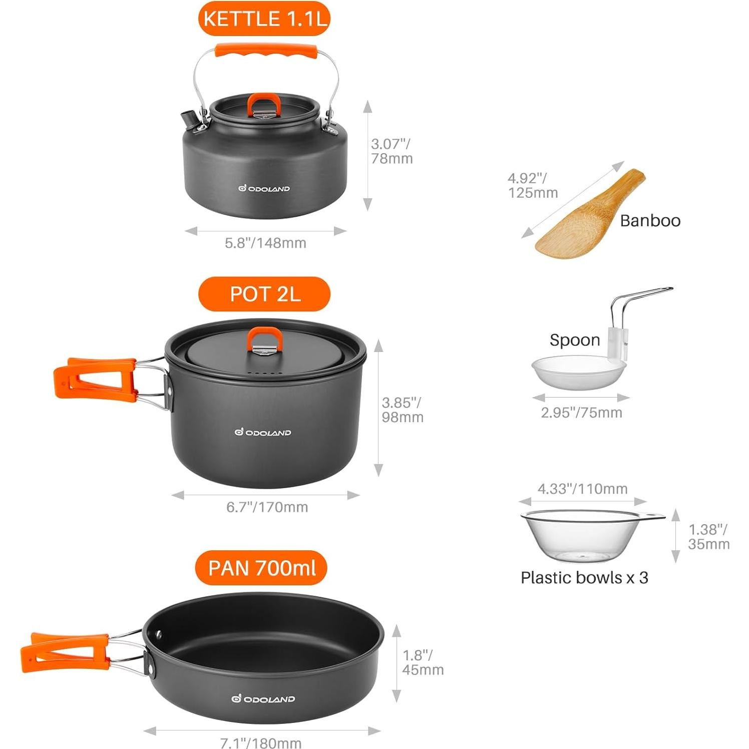 Set Utensilios de Cocina Camping 10pcs + Enfriador Odoland 48 L