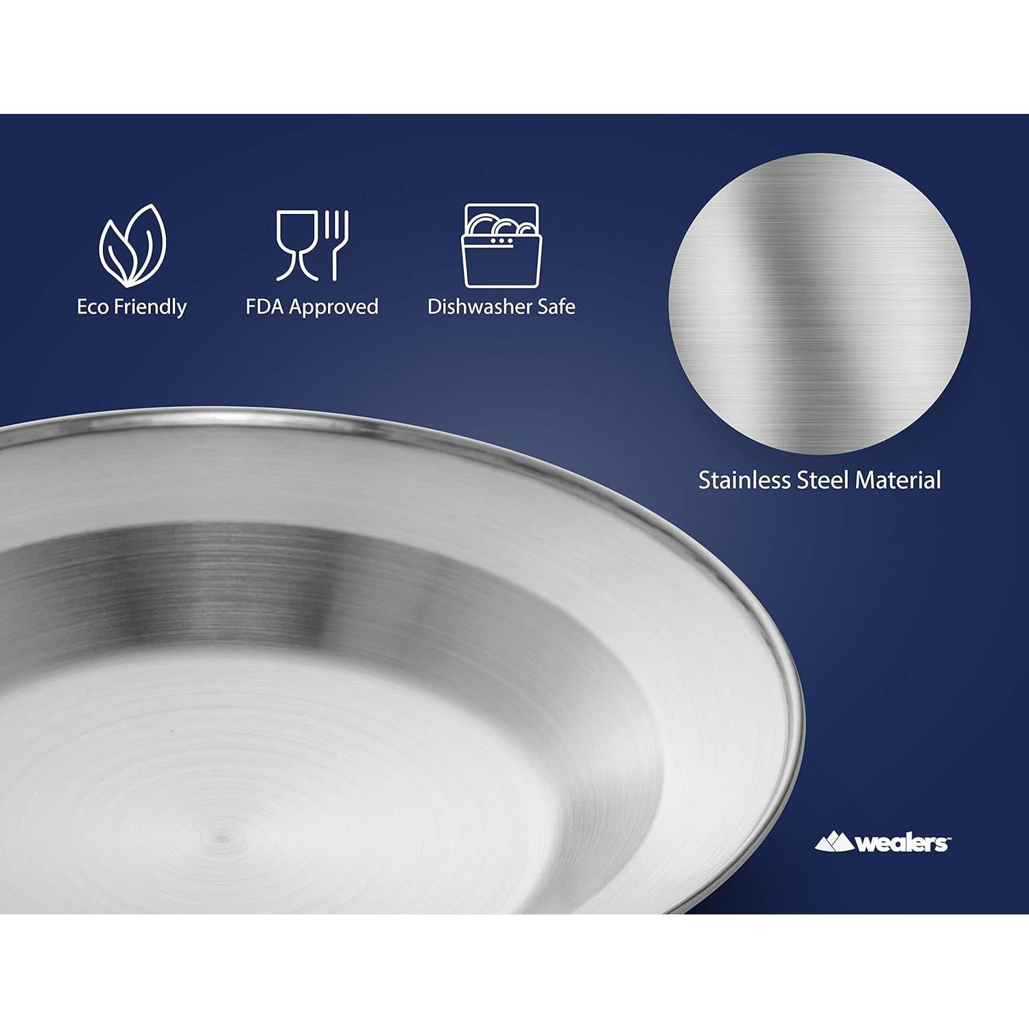 Juego de Platos y Cuencos de Acero Inoxidable Wealers 12 Piezas