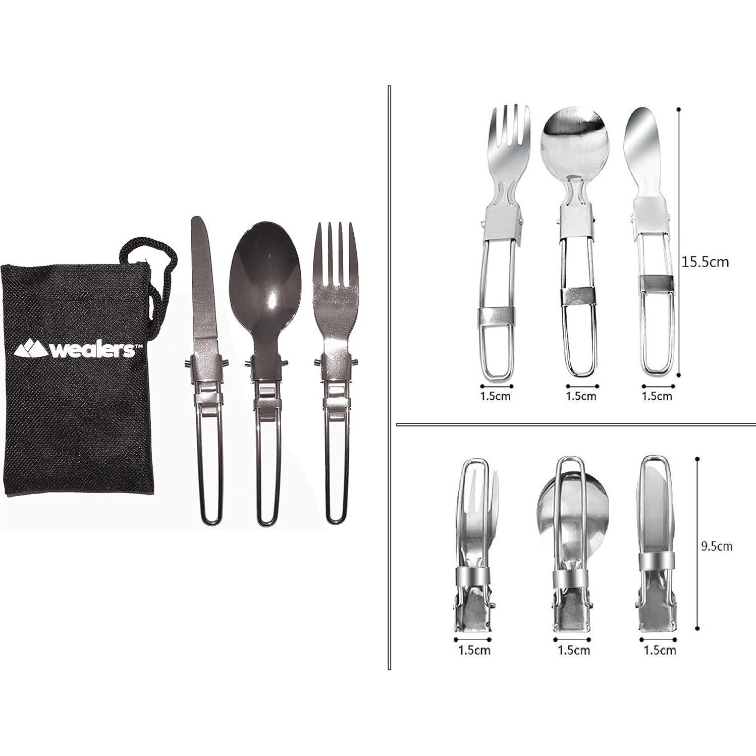 Juego de Utensilios de Camping Wealers 3 Piezas Acero Inoxidable
