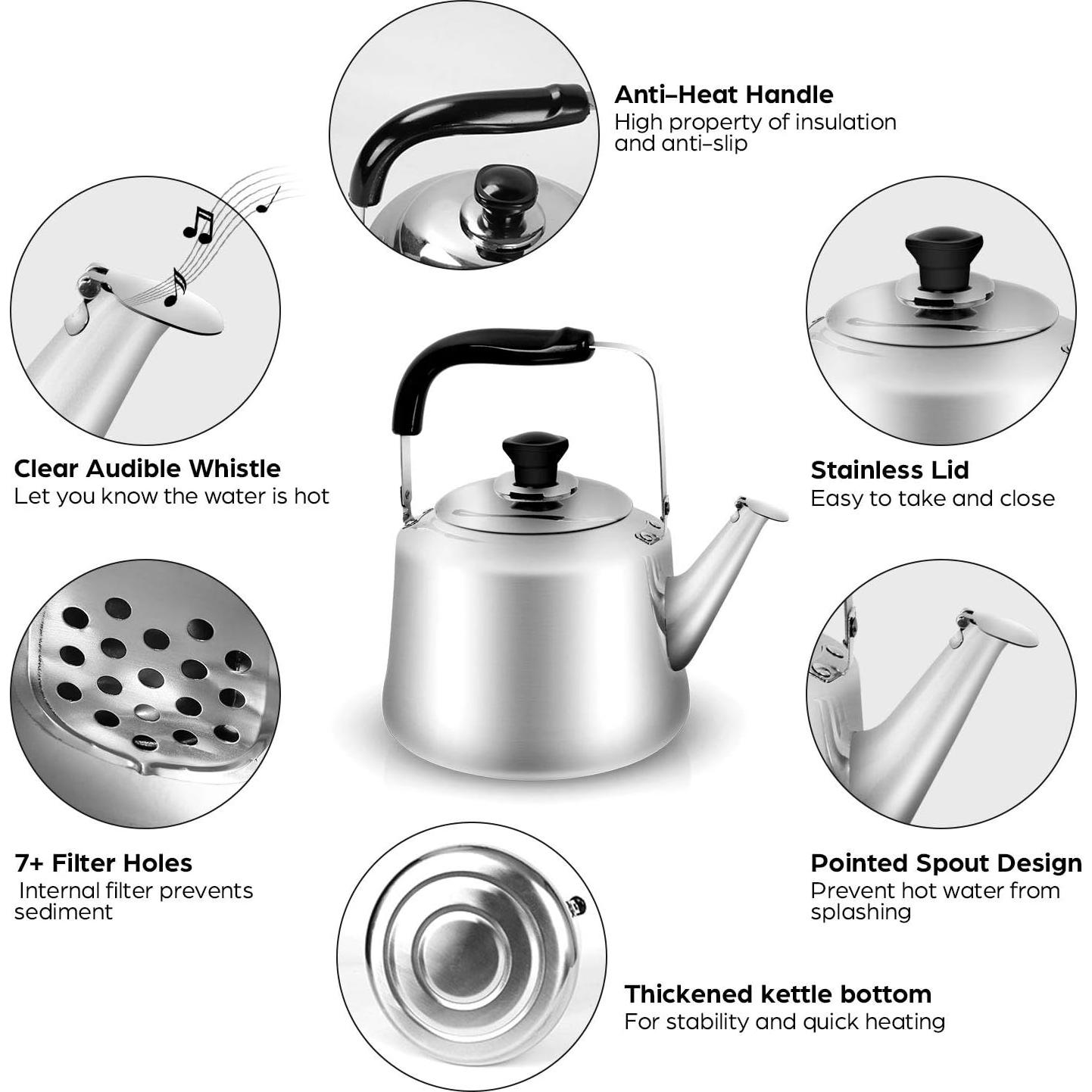 Set de Tetera de Camping Odoland 4L con 4 Tazas Acero Inoxidable