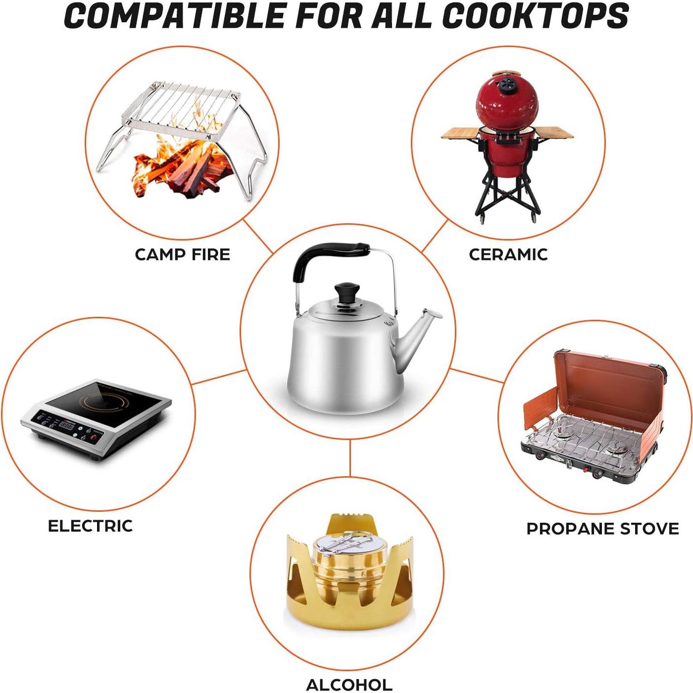 Set de Tetera de Camping Odoland 4L con 4 Tazas Acero Inoxidable