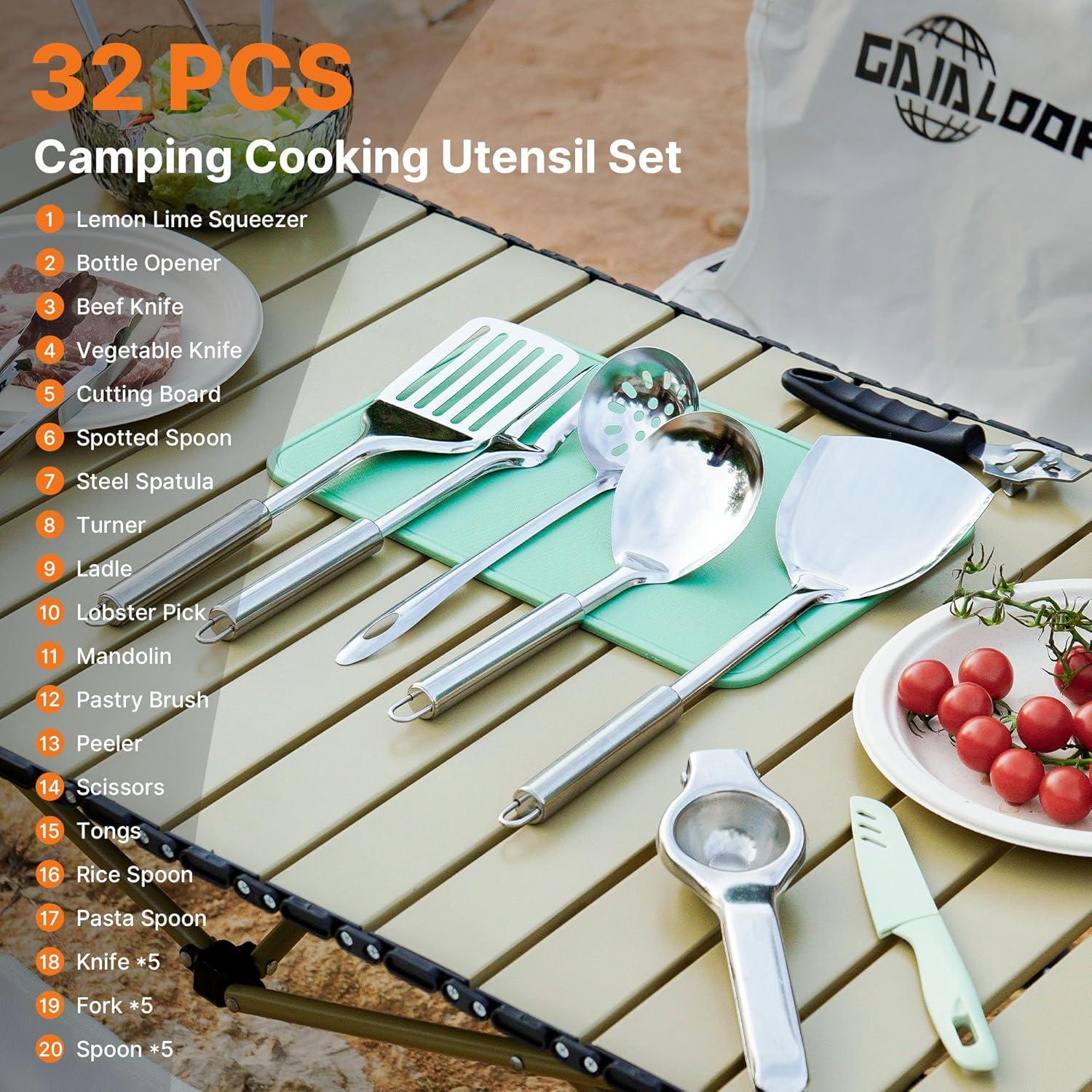 Juego de Utensilios de Cocina para Camping Gaialoop 32 PCS
