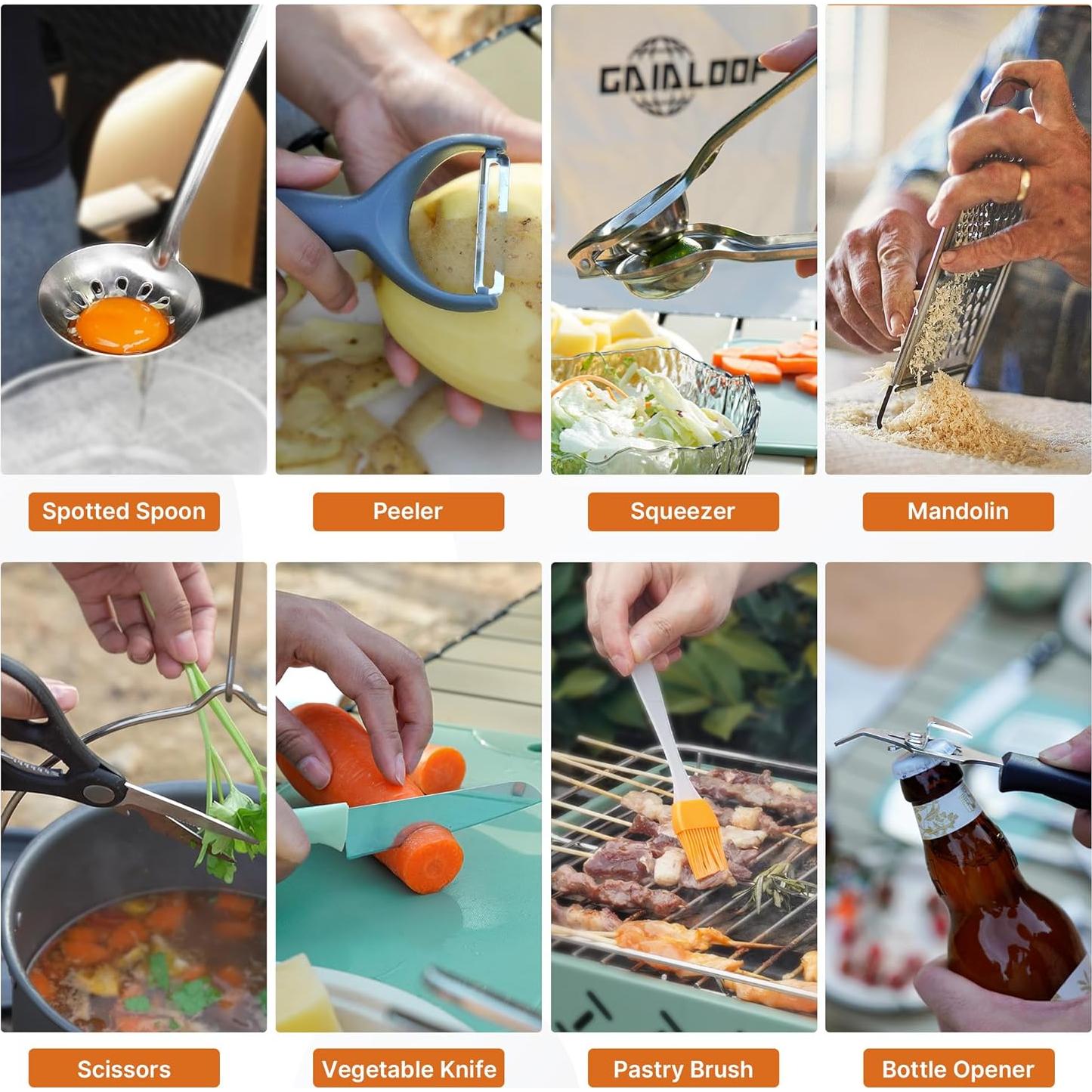 Juego de Utensilios de Cocina para Camping Gaialoop 32 PCS