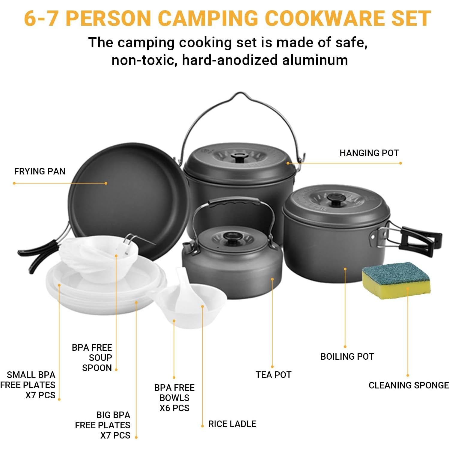 Kit de Cocina para Camping Bulin 13 Piezas Antiadherente