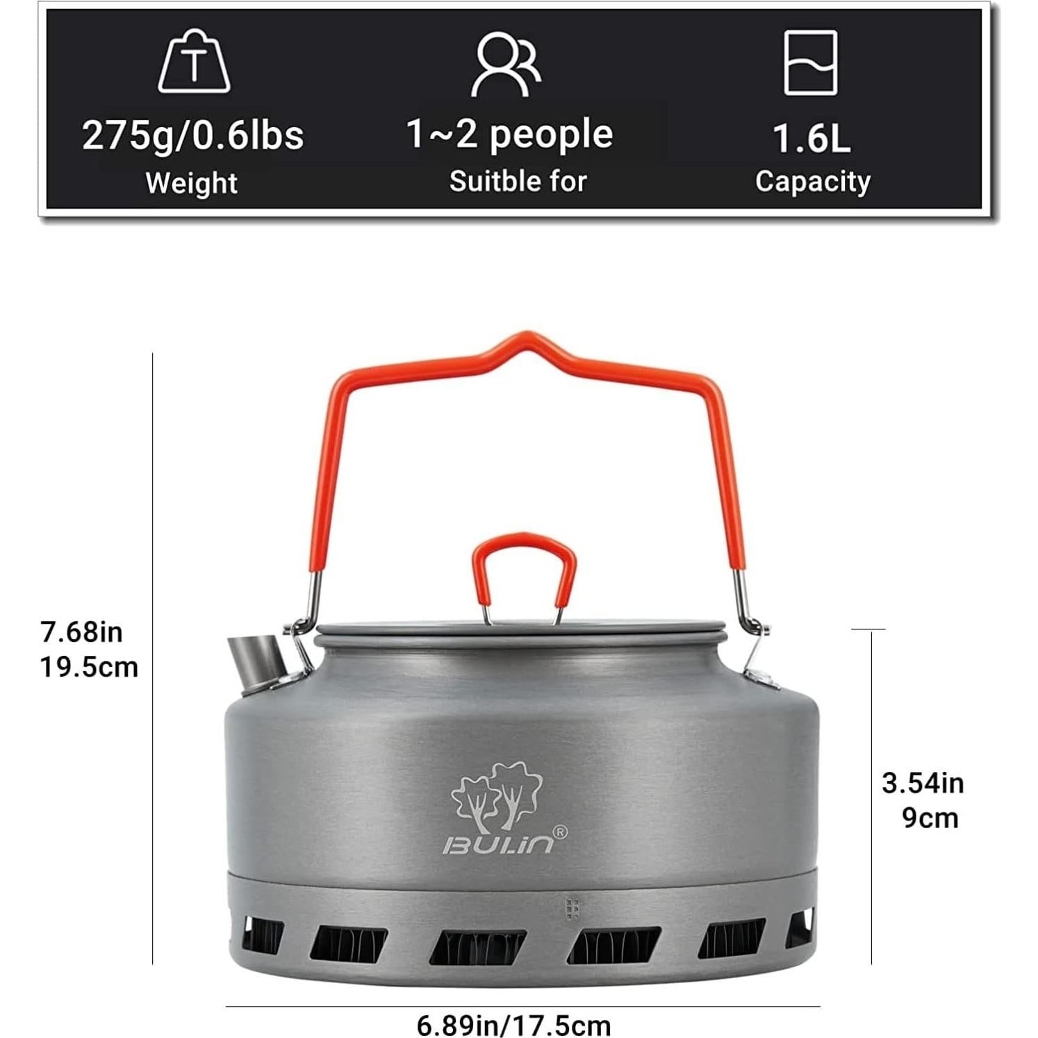 Hervidor de Camping Bulin 1.6L Aluminio Ultraligero Negro