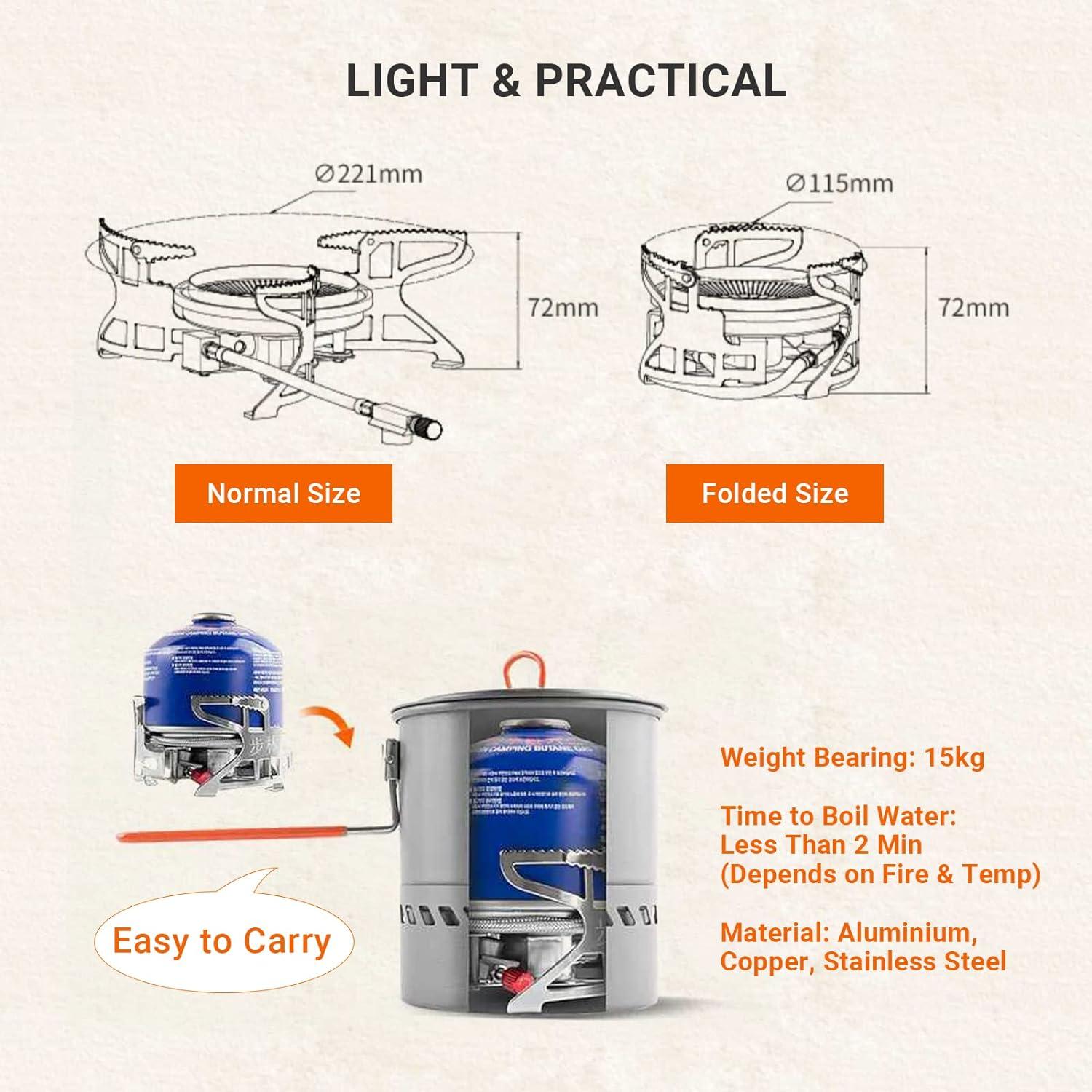 Camping Stove Burner 3500W/3800W/5800W/6800W/18000W Adjustable Ultralight Backpacking Stove Windproof Camp Portable Propane Stove for Camping Hiking Backpack Outdoor