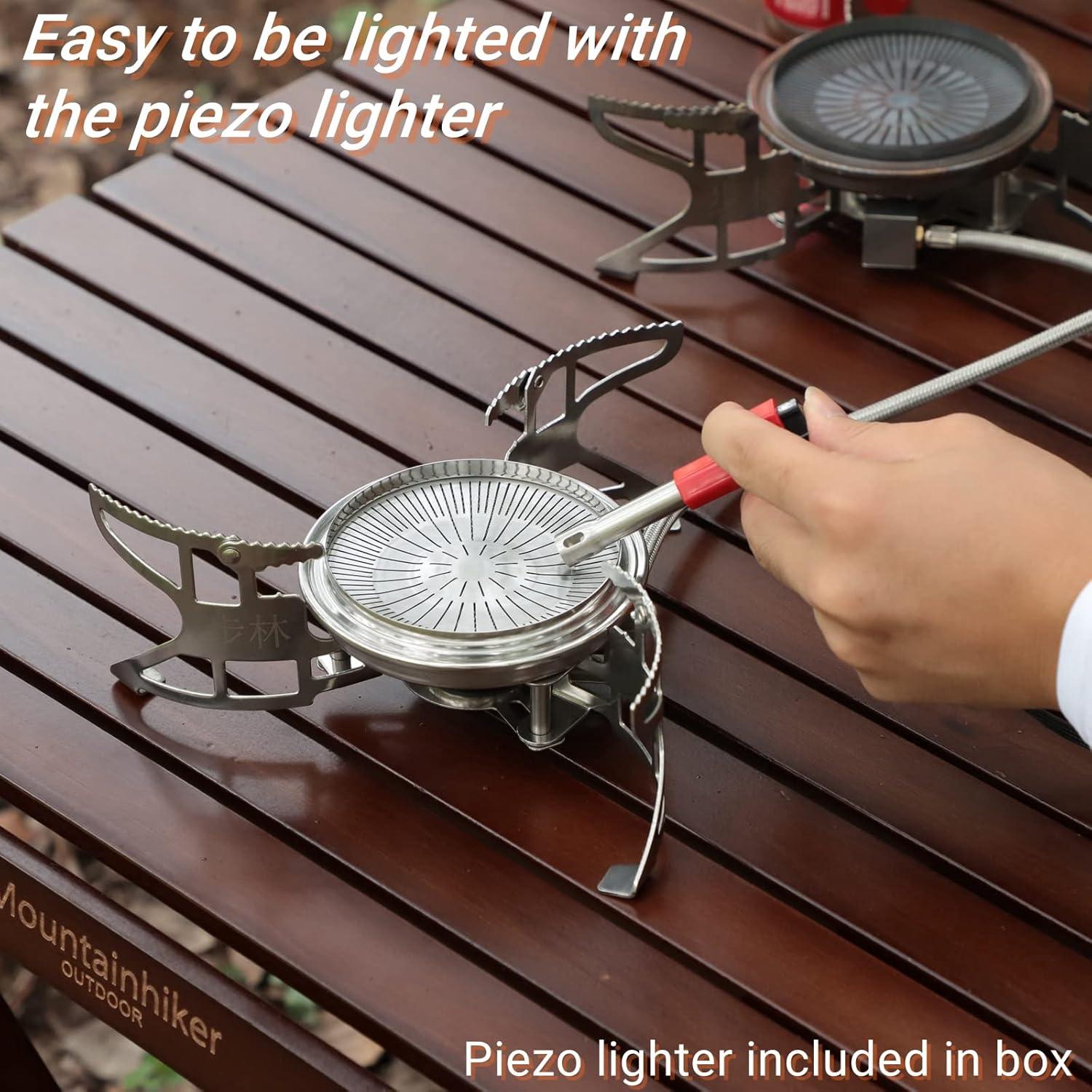 Camping Stove Burner 3500W/3800W/5800W/6800W/18000W Adjustable Ultralight Backpacking Stove Windproof Camp Portable Propane Stove for Camping Hiking Backpack Outdoor