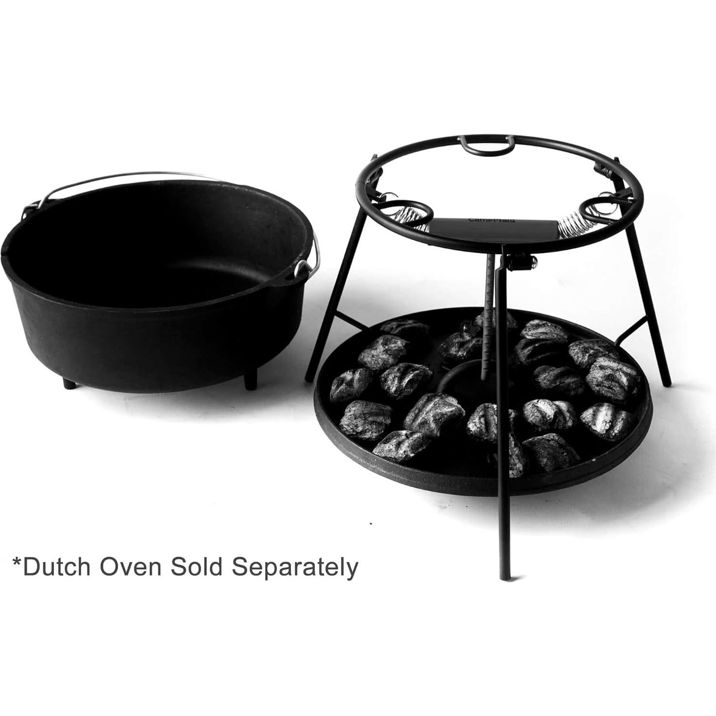 CampMaid Dutch Oven Lid Holder & Serving Stand - Durable Dutch Oven Table or Functional Lid Lifter - Lightweight & Portable Camping Table - Unique Camp Kitchen Equipment - Outdoor Cooking Essentials