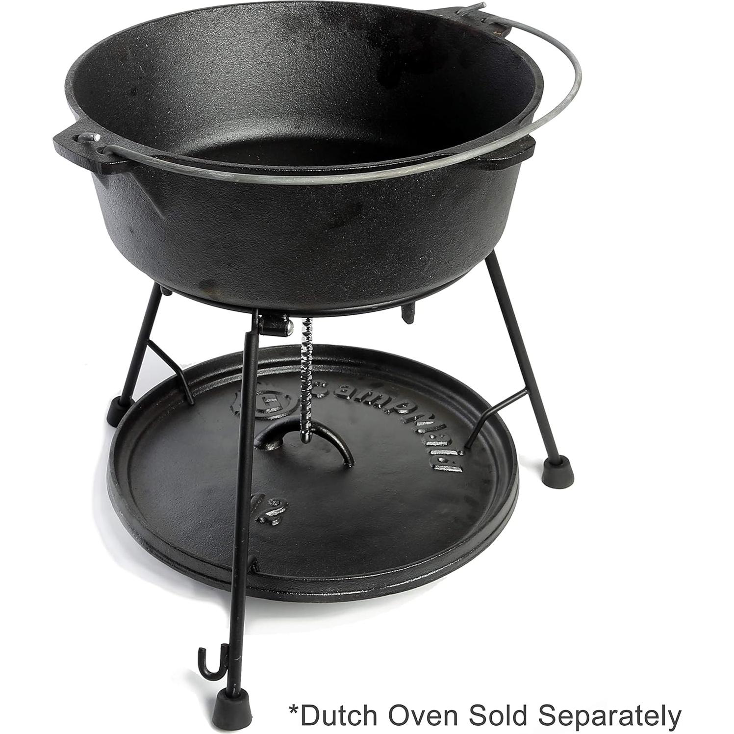 CampMaid Dutch Oven Lid Holder & Serving Stand - Durable Dutch Oven Table or Functional Lid Lifter - Lightweight & Portable Camping Table - Unique Camp Kitchen Equipment - Outdoor Cooking Essentials