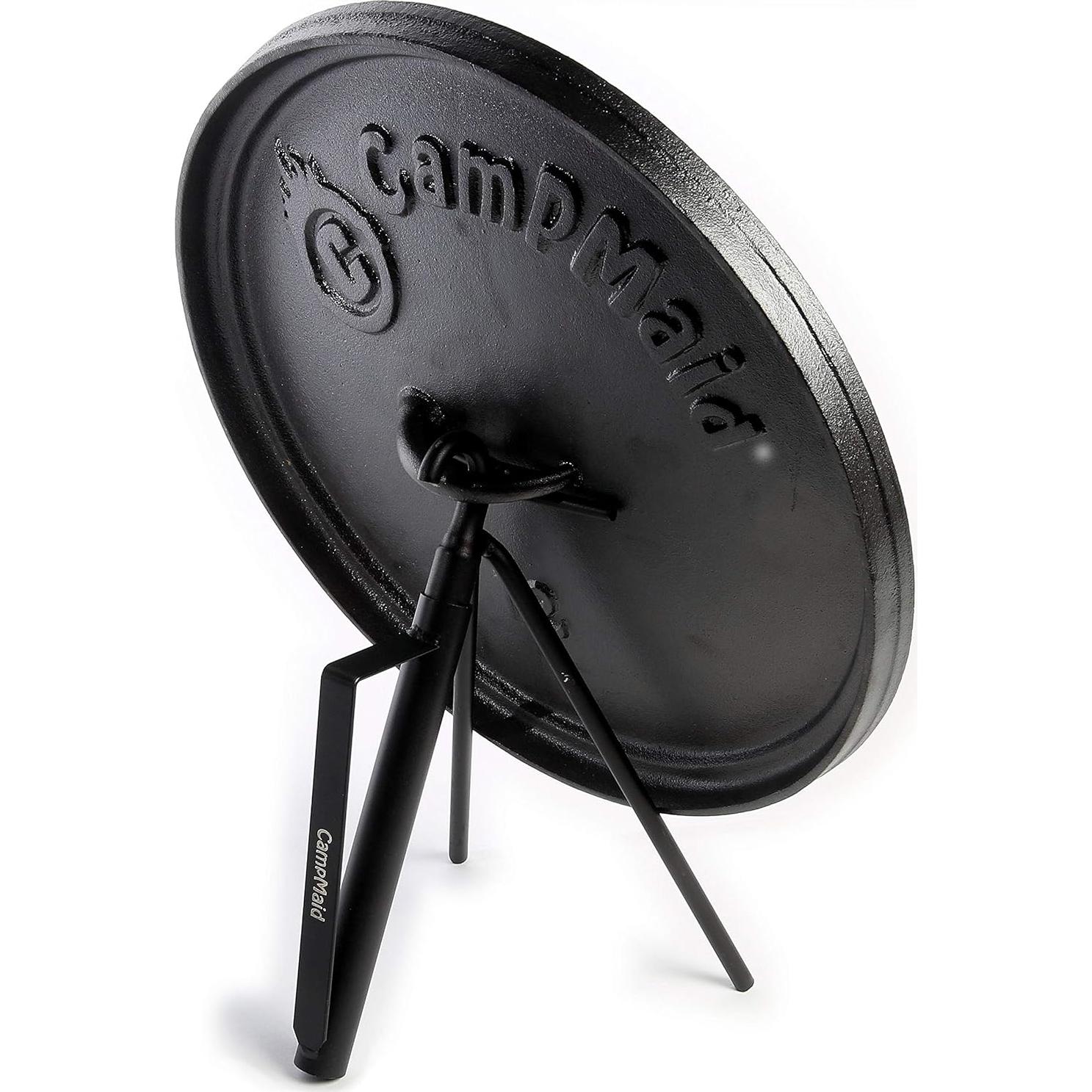 CampMaid Outdoor Cooking Set - Dutch Oven and Tools Set - Charcoal Holder & Cast Iron Grill Accessories - Camping Grill Set - Outdoor Cooking Essentials - Camp Kitchen Equipment - (8 Piece Set)