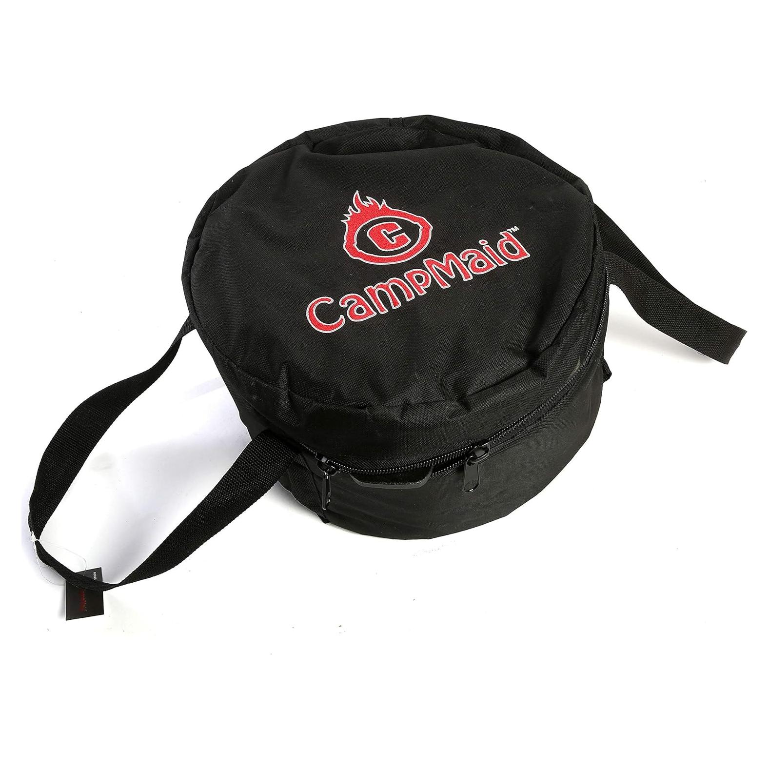 CampMaid Mega Dutch Oven Bag - Dutch Oven Carry Bag for 8", 10" or 12" Dutch Oven - Extra Pockets for Tools, Accessories, & Cast Iron Camping Cookware - Dutch Oven Accessories - (14" x 9")