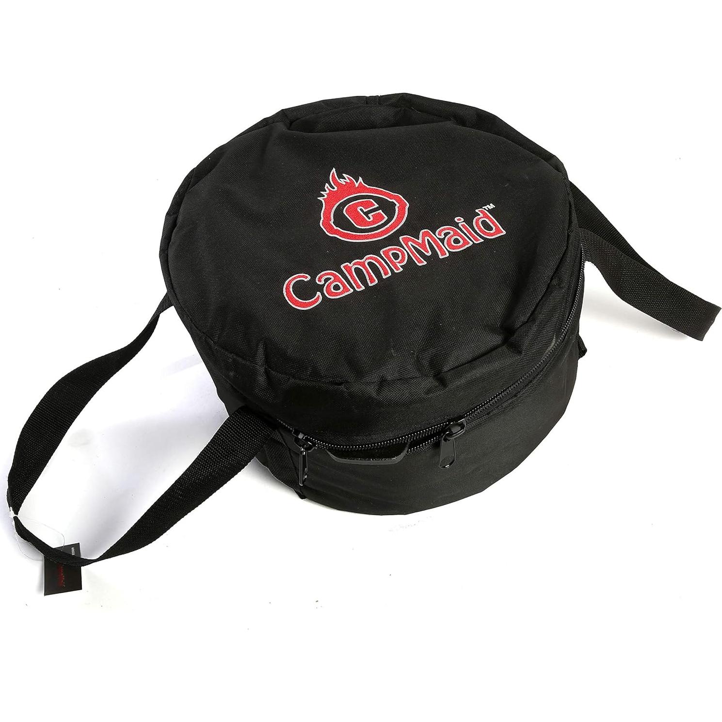 CampMaid Mega Dutch Oven Bag - Dutch Oven Carry Bag for 8", 10" or 12" Dutch Oven - Extra Pockets for Tools, Accessories, & Cast Iron Camping Cookware - Dutch Oven Accessories - (14" x 9")